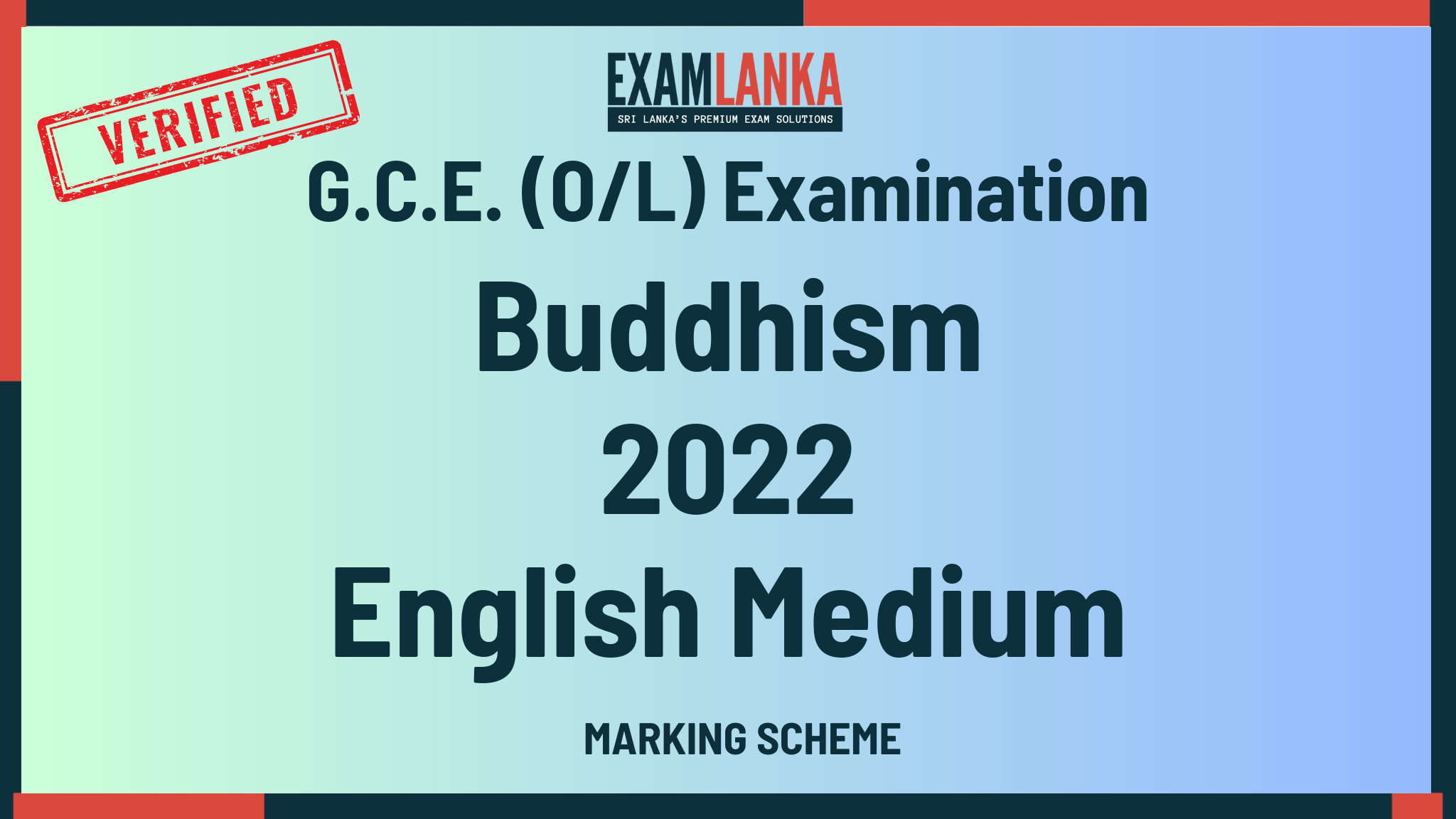 2022 G.C.E. O/L Buddhism English Medium Marking Scheme