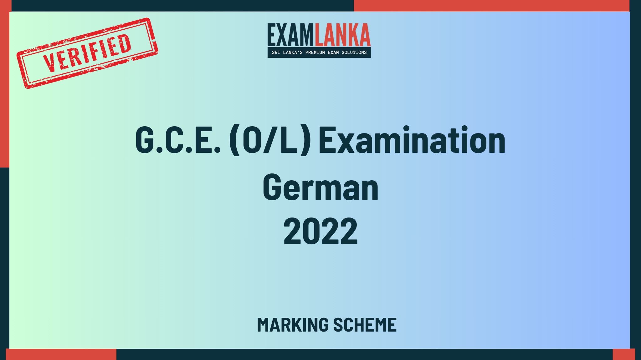 2022 G.C.E. O/L German Marking Scheme