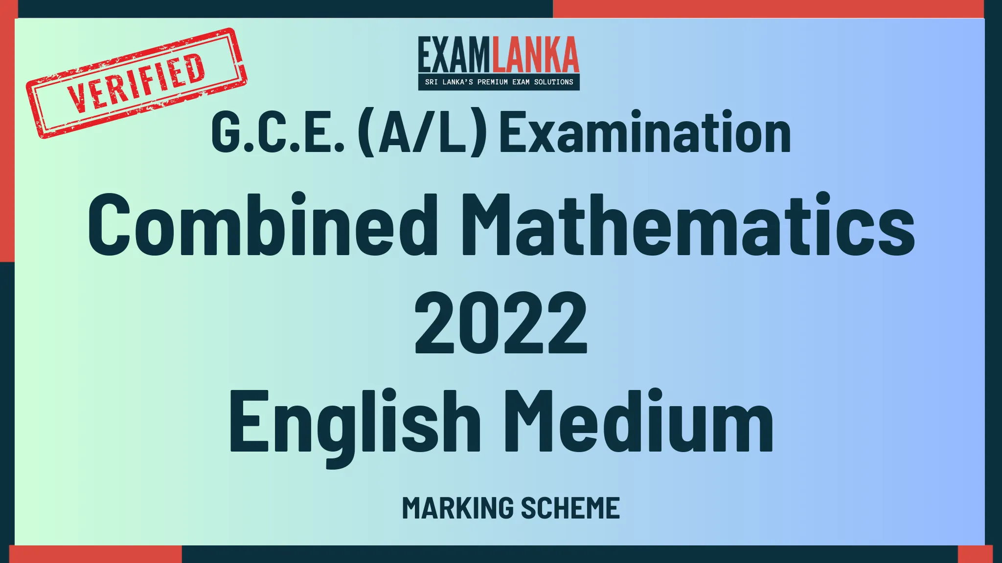 2022 combined mathematics marking english medium