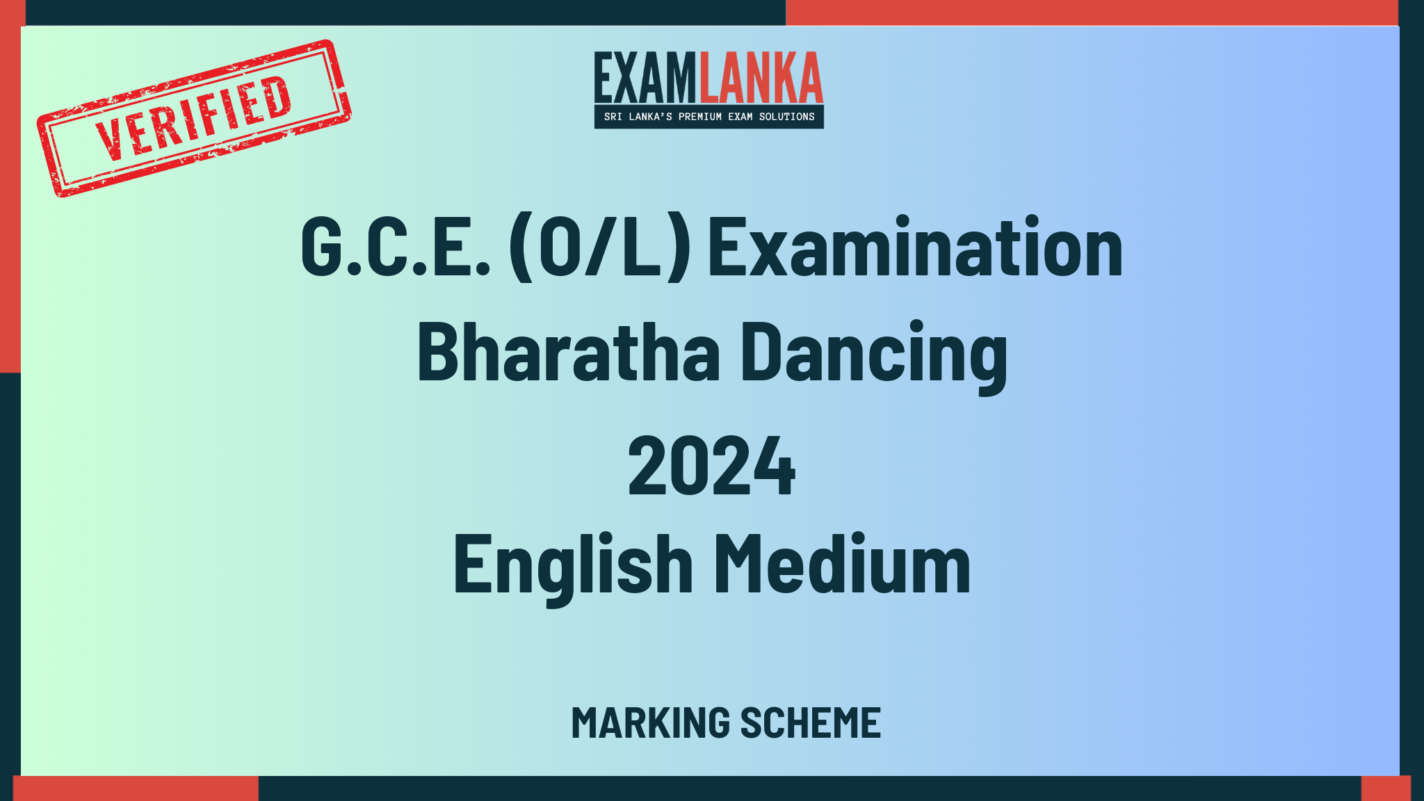 2024 G.C.E. O/L Bharatha Dancing English Medium Marking Scheme