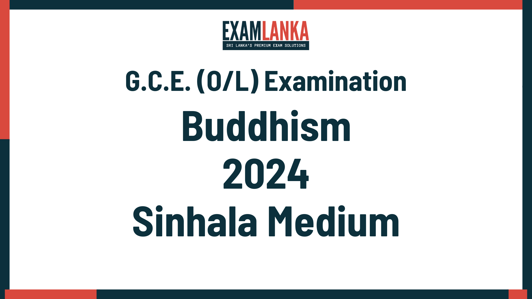 2024 G.C.E. O/L Buddhism Sinhala Medium Past Paper