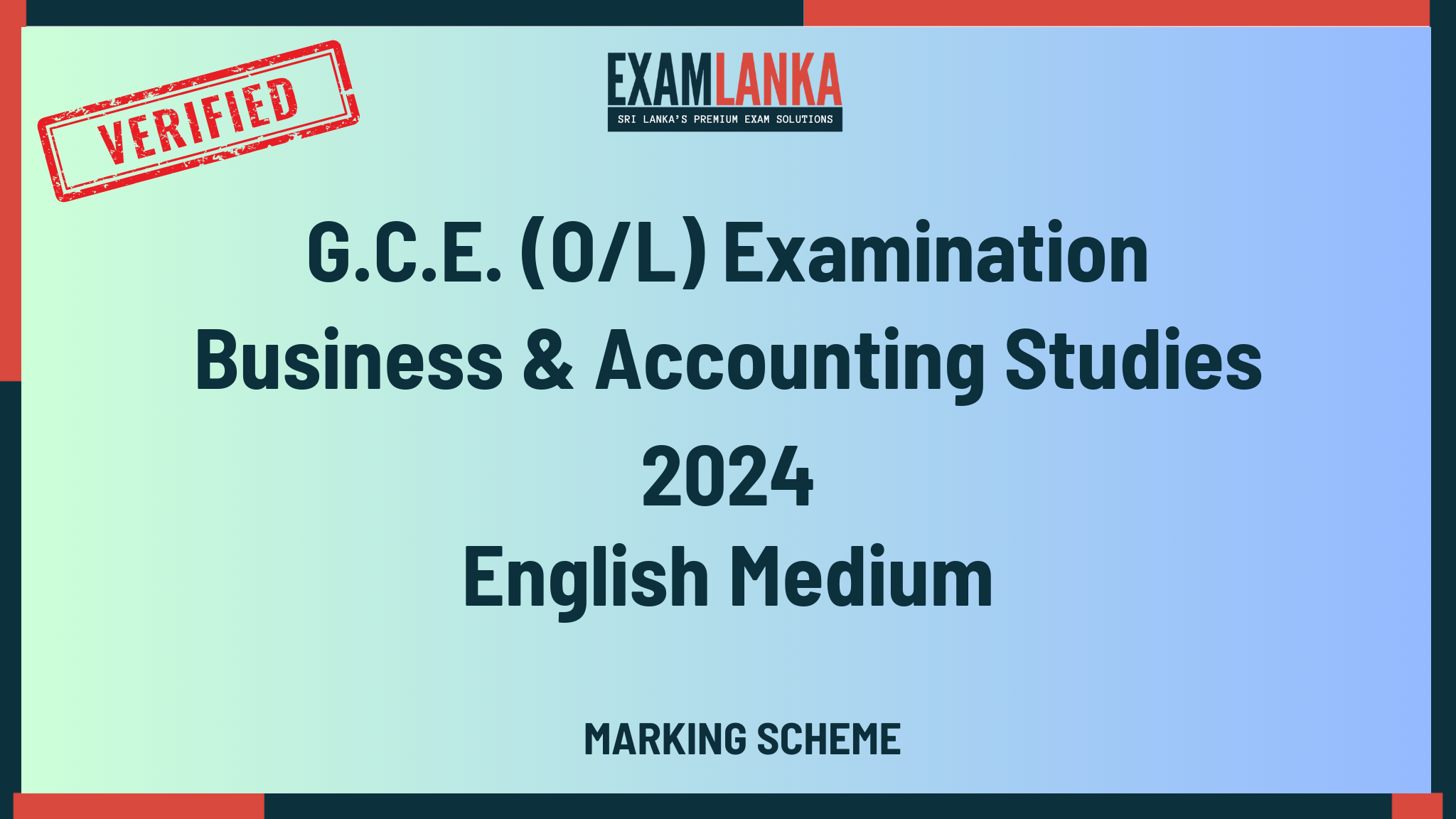 2024 G.C.E. O/L Business & Accounting Studies English Medium Marking Scheme