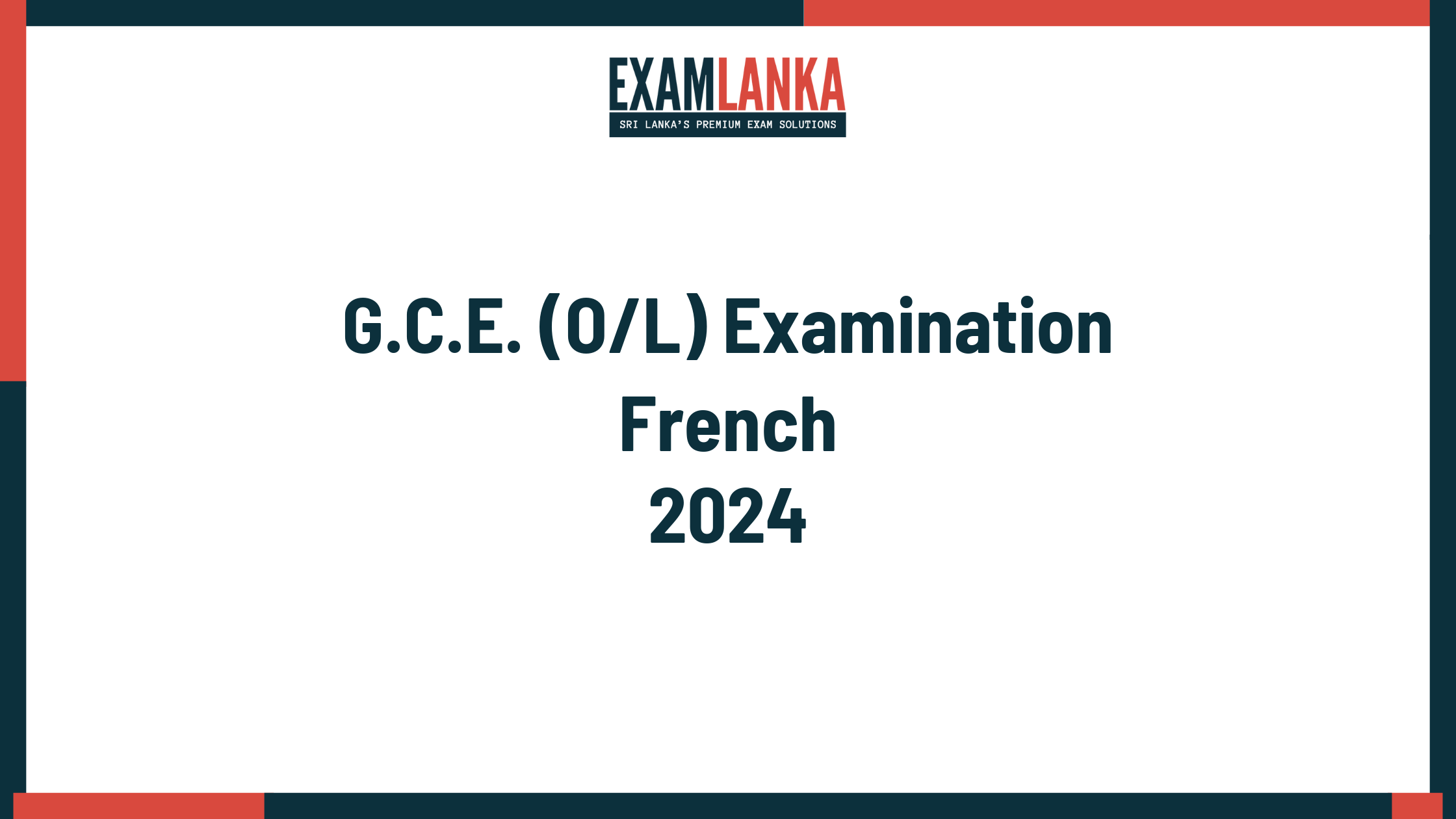 2024 G.C.E. O/L French Past Paper