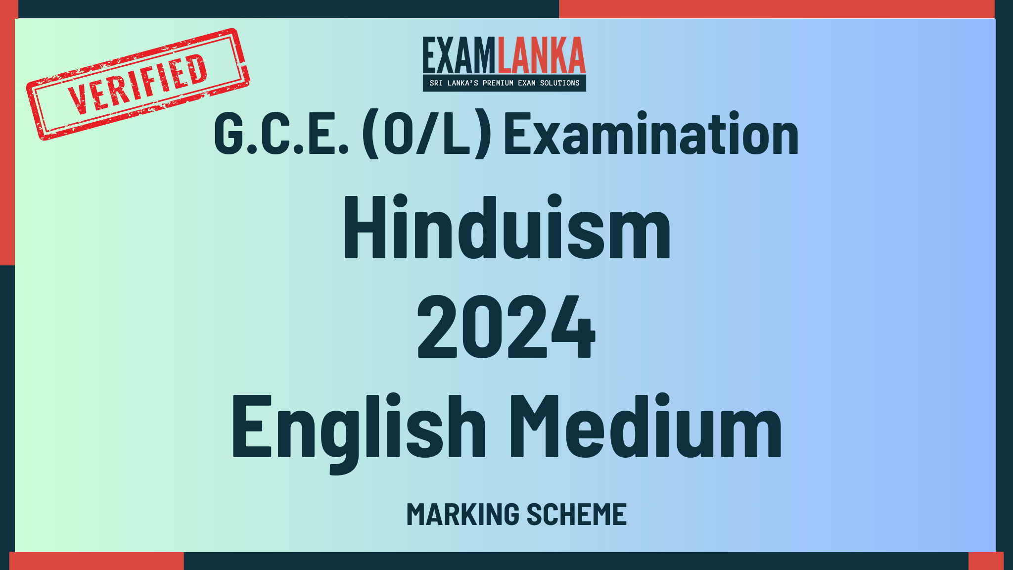 2024 G.C.E. O/L Hinduism English Medium Marking Scheme