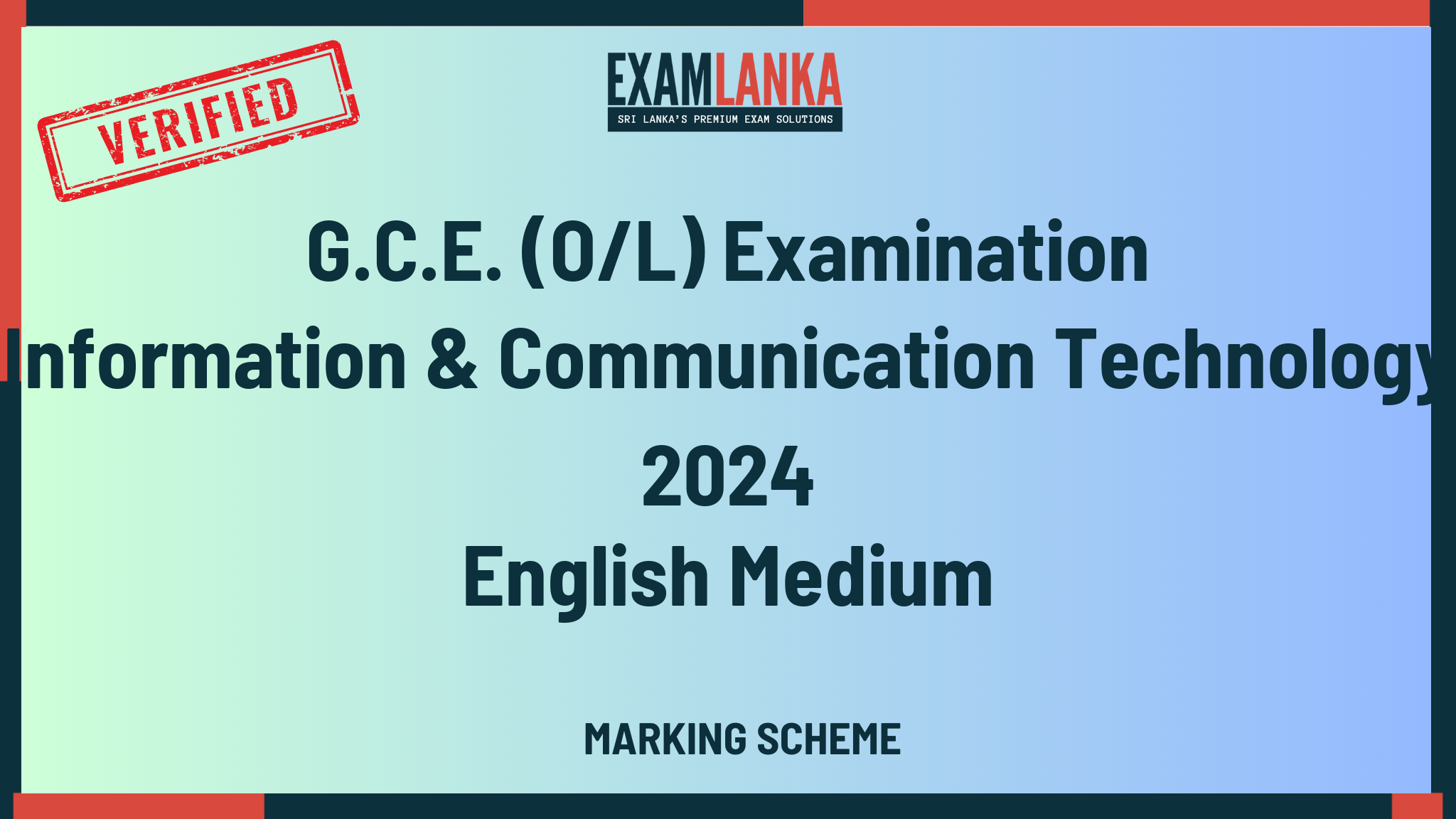 2024 G.C.E. O/L Information & Communication Technology English Medium Marking Scheme