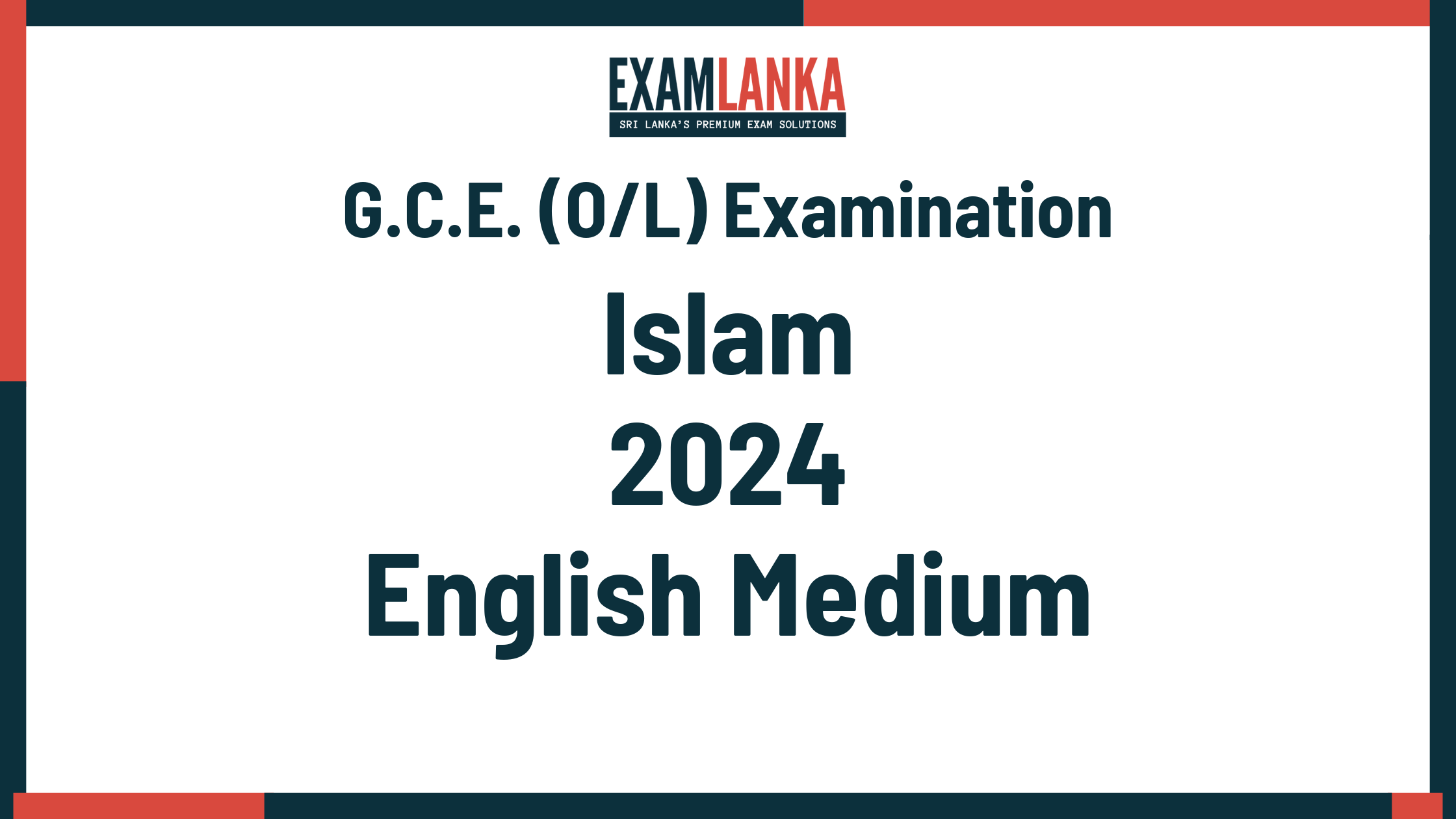 2024 G.C.E. O/L Islam English Medium Past Paper