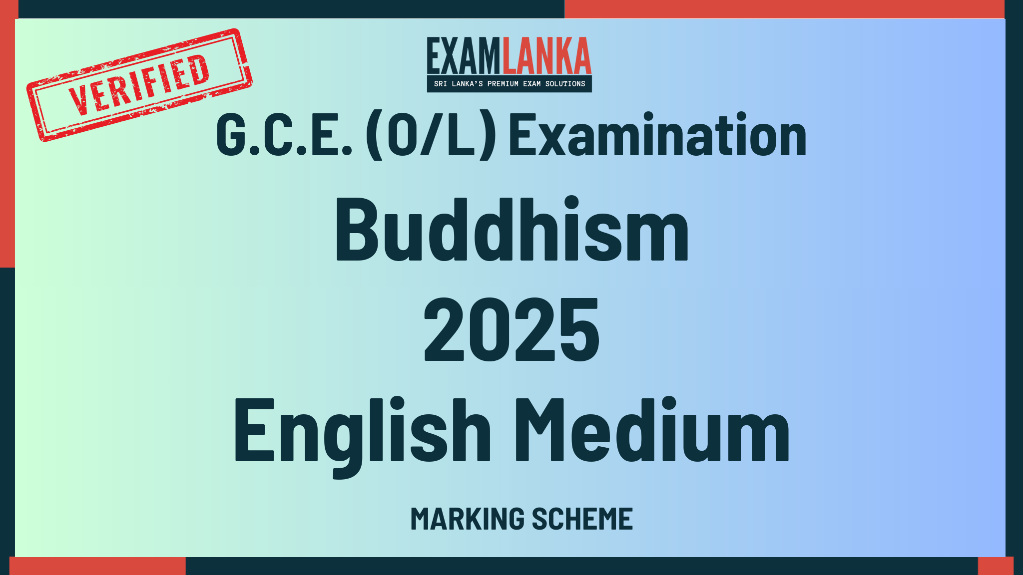 2025 G.C.E. O/L Buddhism English Medium Marking Scheme