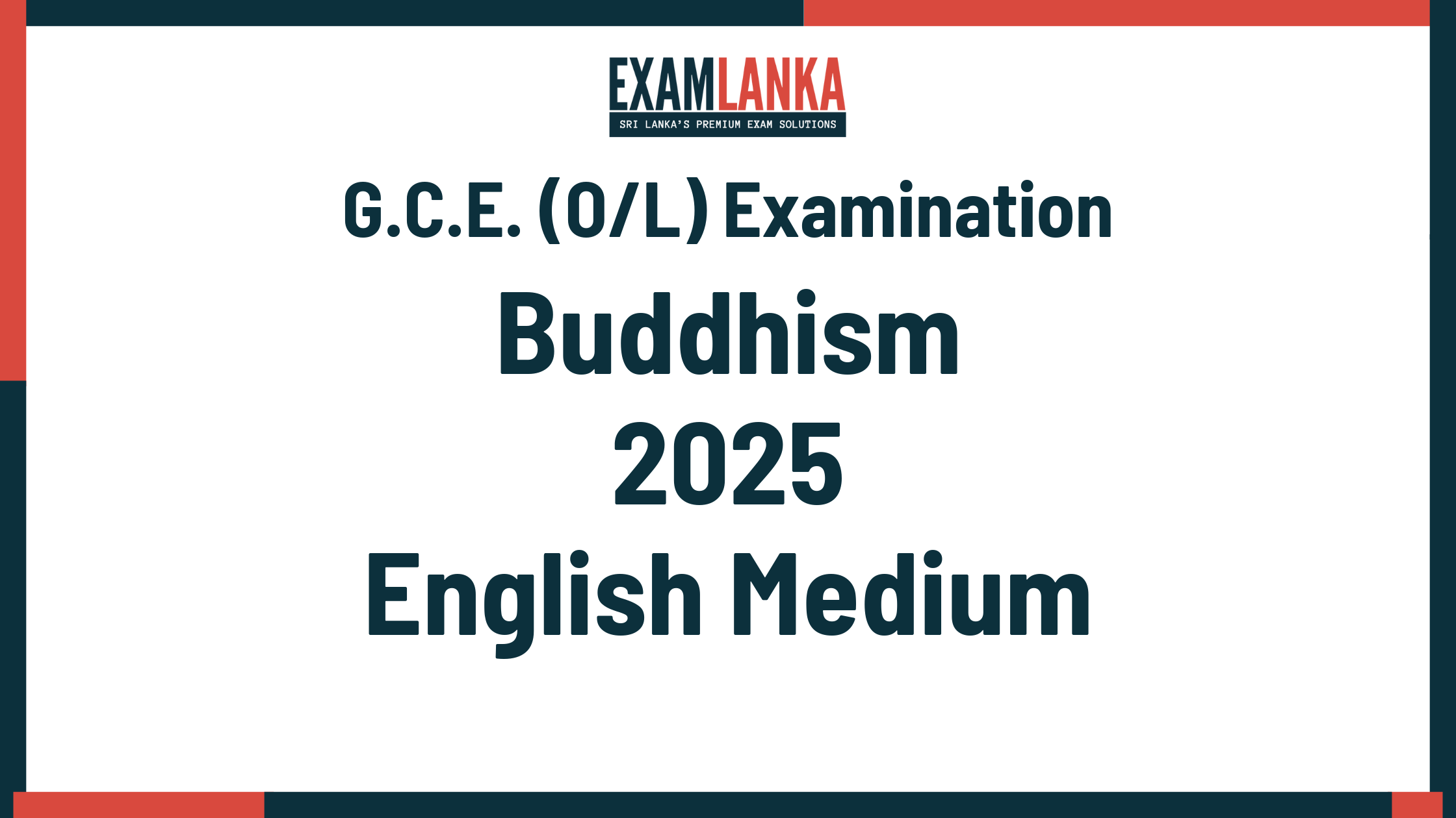 2025 G.C.E. O/L Buddhism English Medium Past Paper