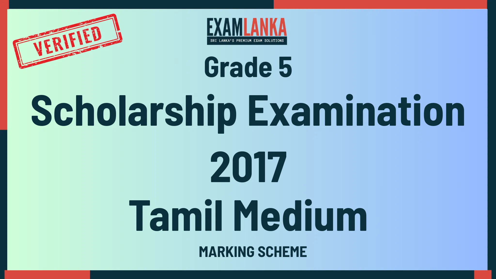 2017 Grade 5 Scholarship Examination Marking Scheme Tamil Medium