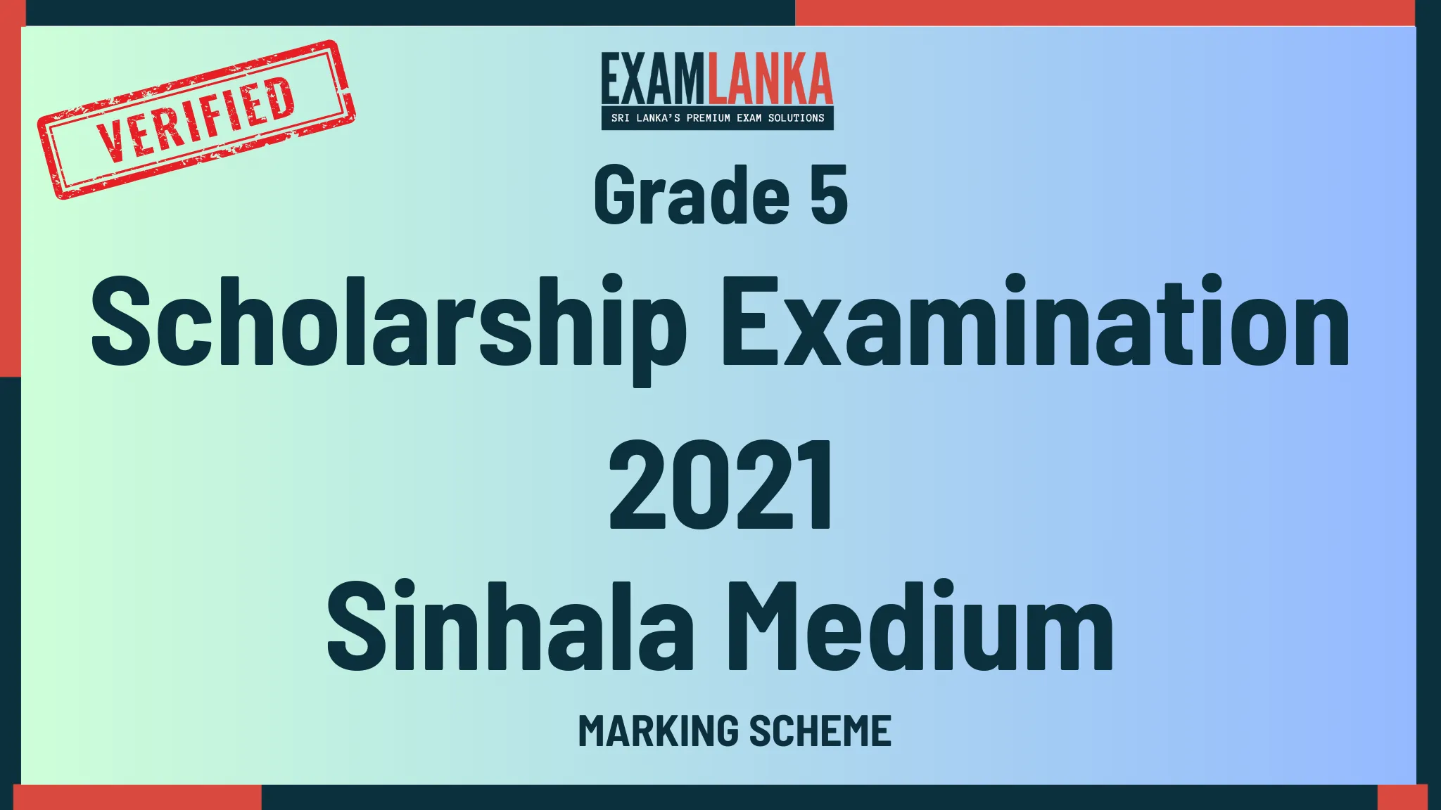 2021 Grade 5 Scholarship Examination Marking Scheme Sinhala Medium