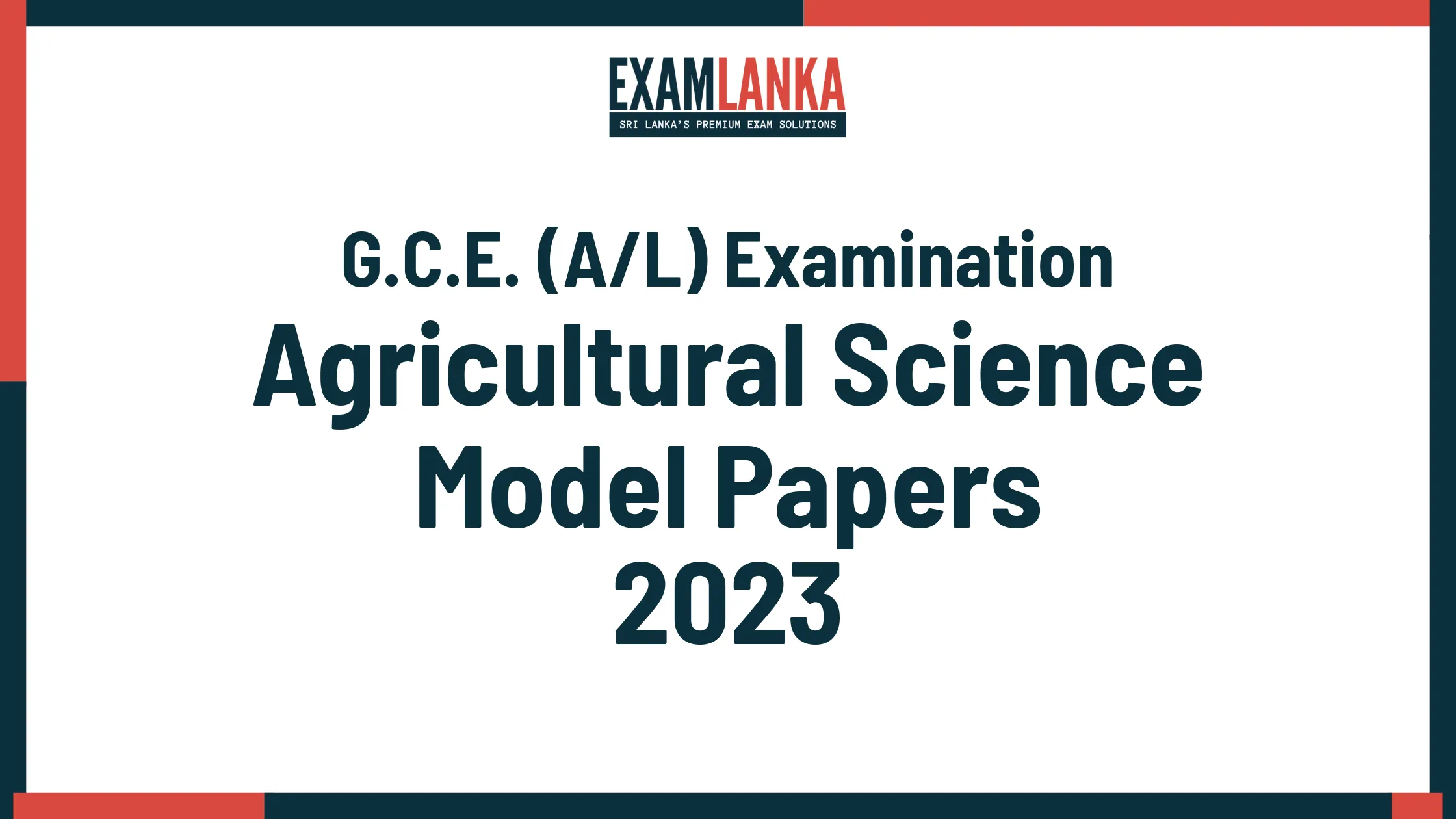 G.C.E. A/L 2023 Agricultural Science Model Papers