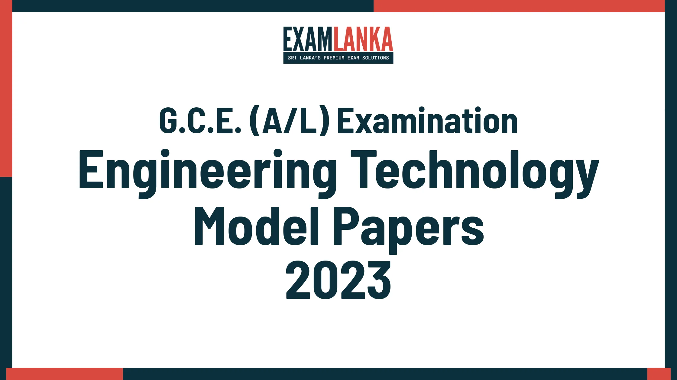 G.C.E. A/L 2023 Engineering Technology Model Papers