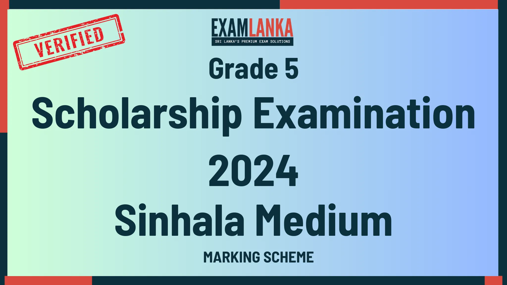 2024 Grade 5 Scholarship Examination Marking Scheme Sinhala Medium