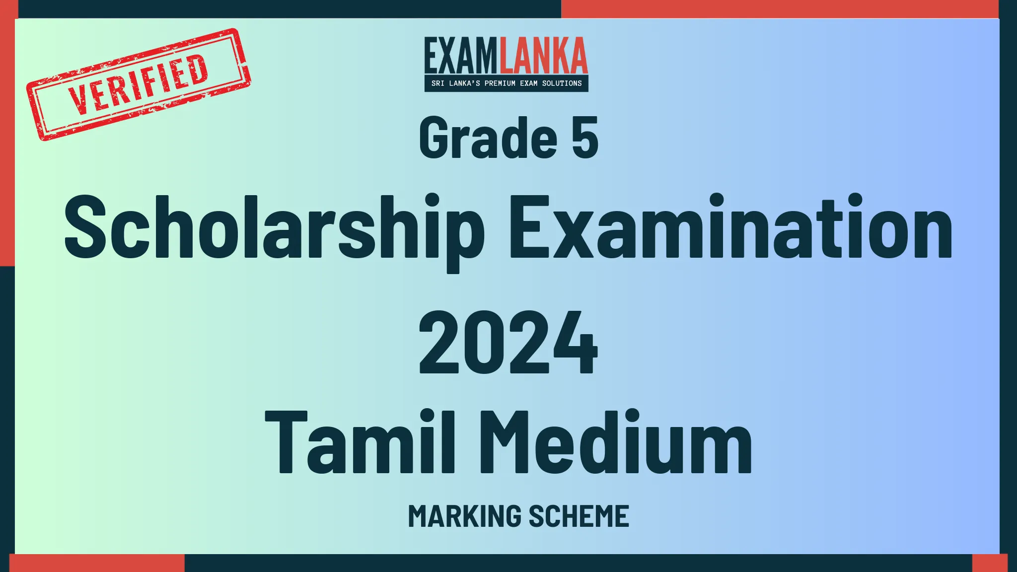2024 Grade 5 Scholarship Examination Marking Scheme Tamil Medium