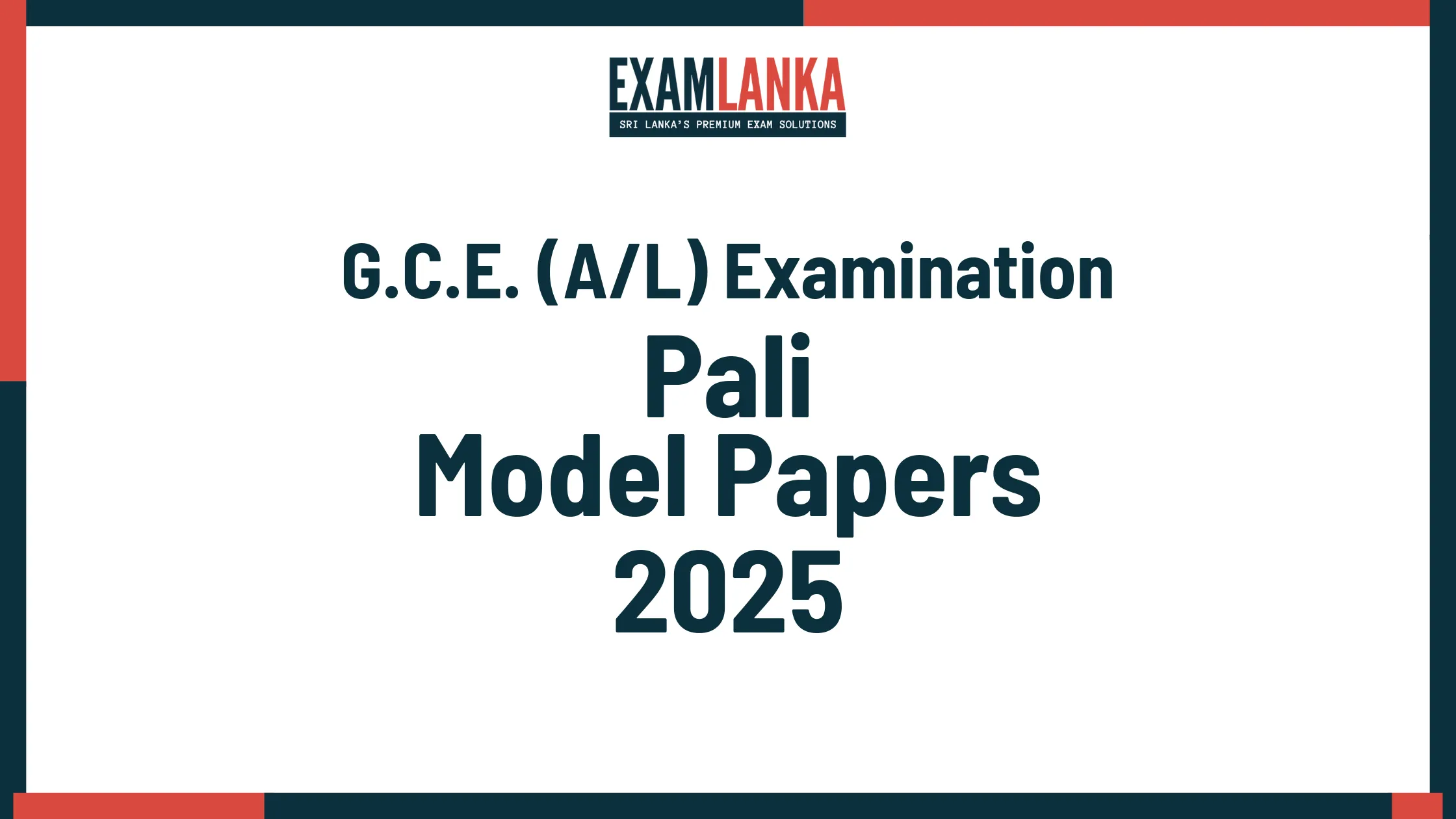G.C.E. A/L 2025 Pali Model Papers