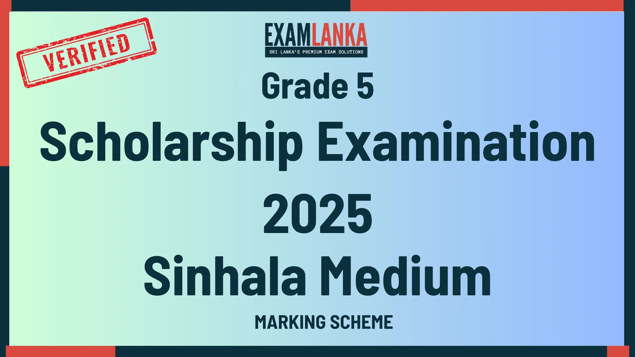 2025 Grade 5 Scholarship Examination Marking Scheme Sinhala Medium