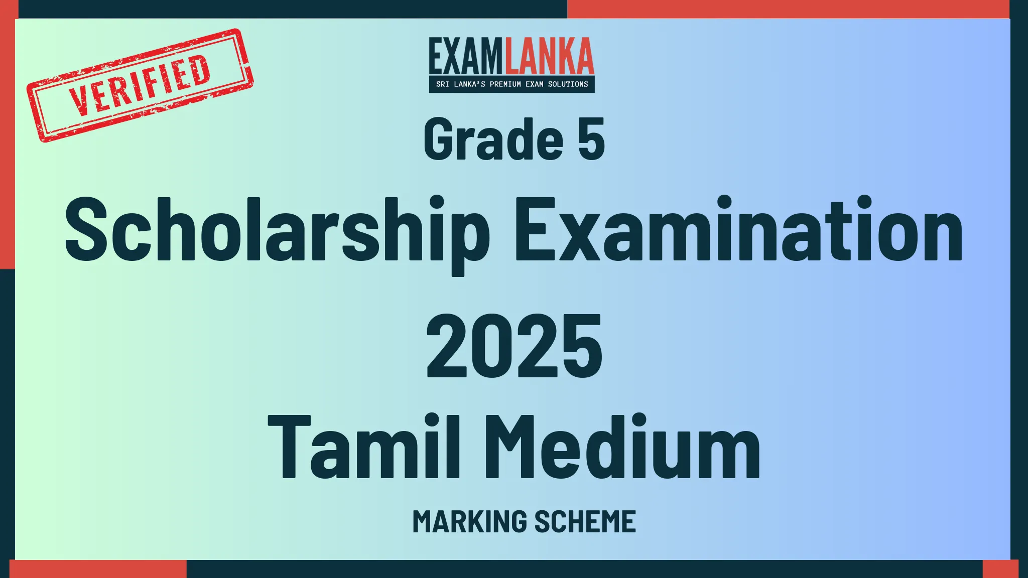 2025 Grade 5 Scholarship Examination Marking Scheme Tamil Medium