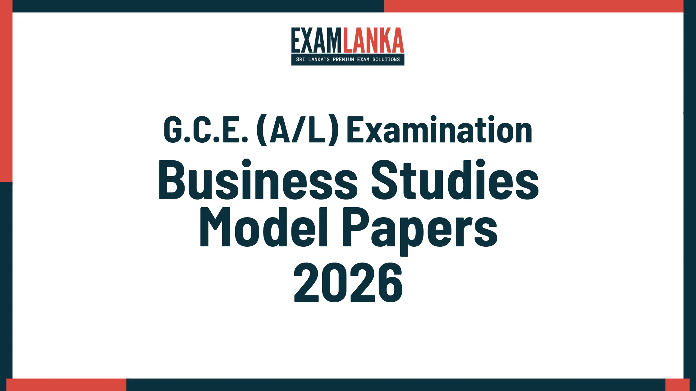 G.C.E. A/L 2026 Business Studies Model Papers