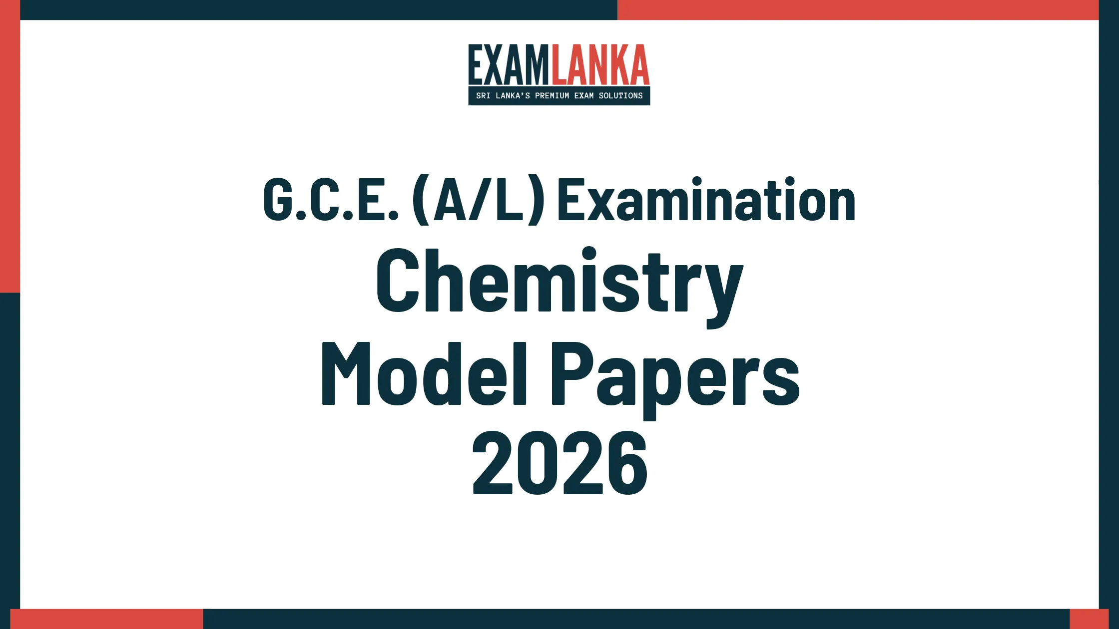 G.C.E. A/L 2026 Chemistry Model Papers