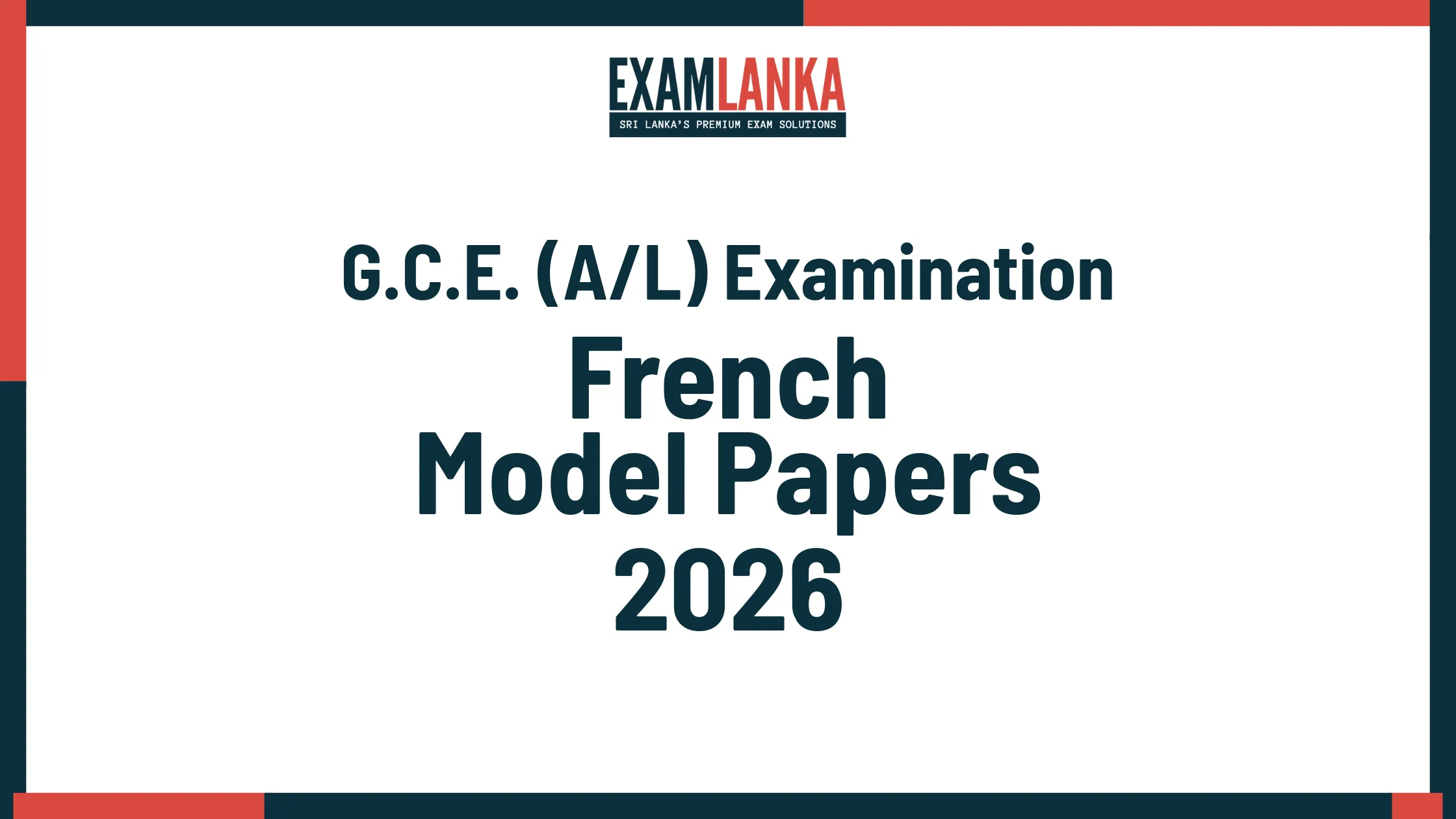 G.C.E. A/L 2026 French Model Papers