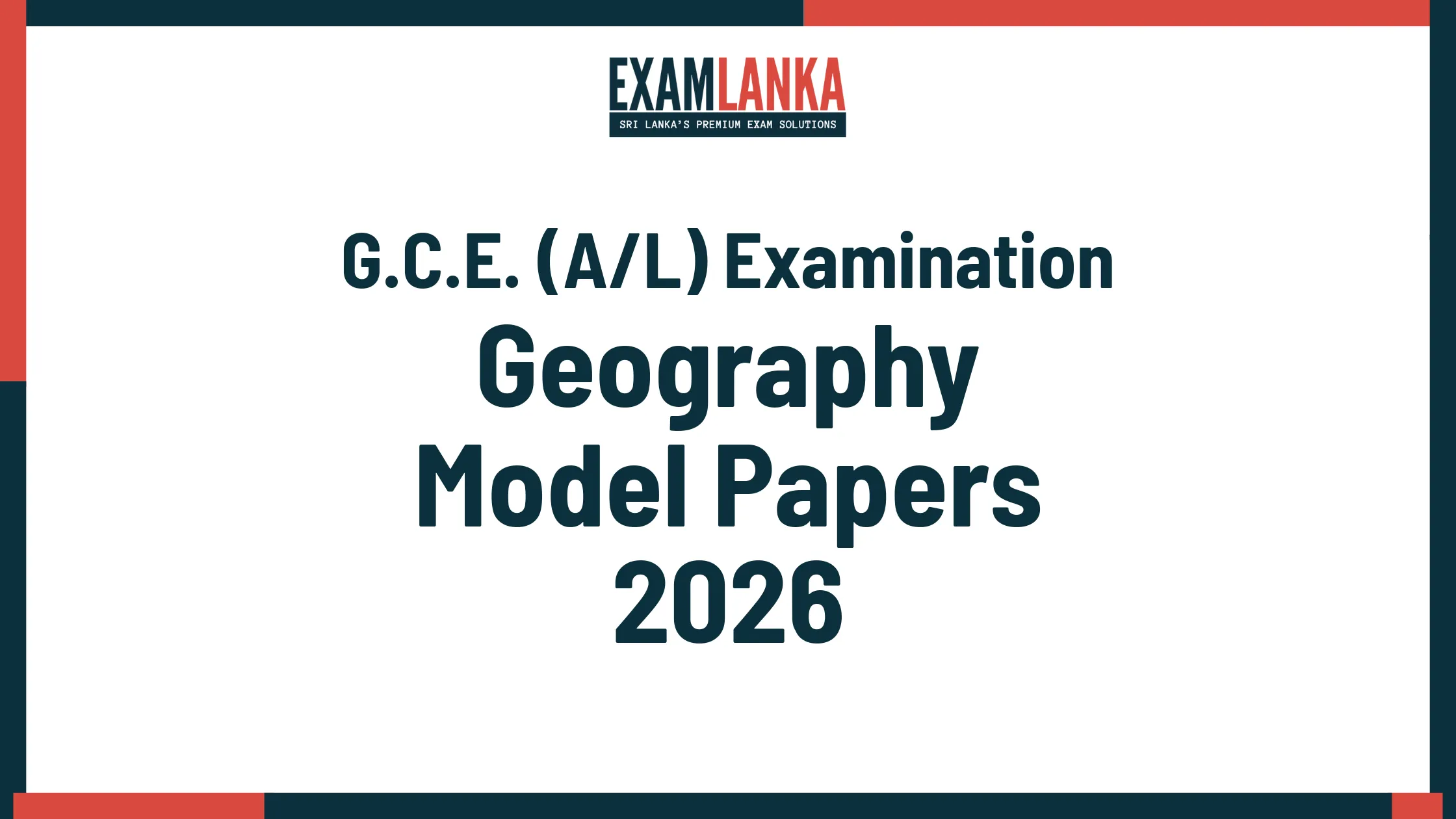 G.C.E. A/L 2026 Geography Model Papers