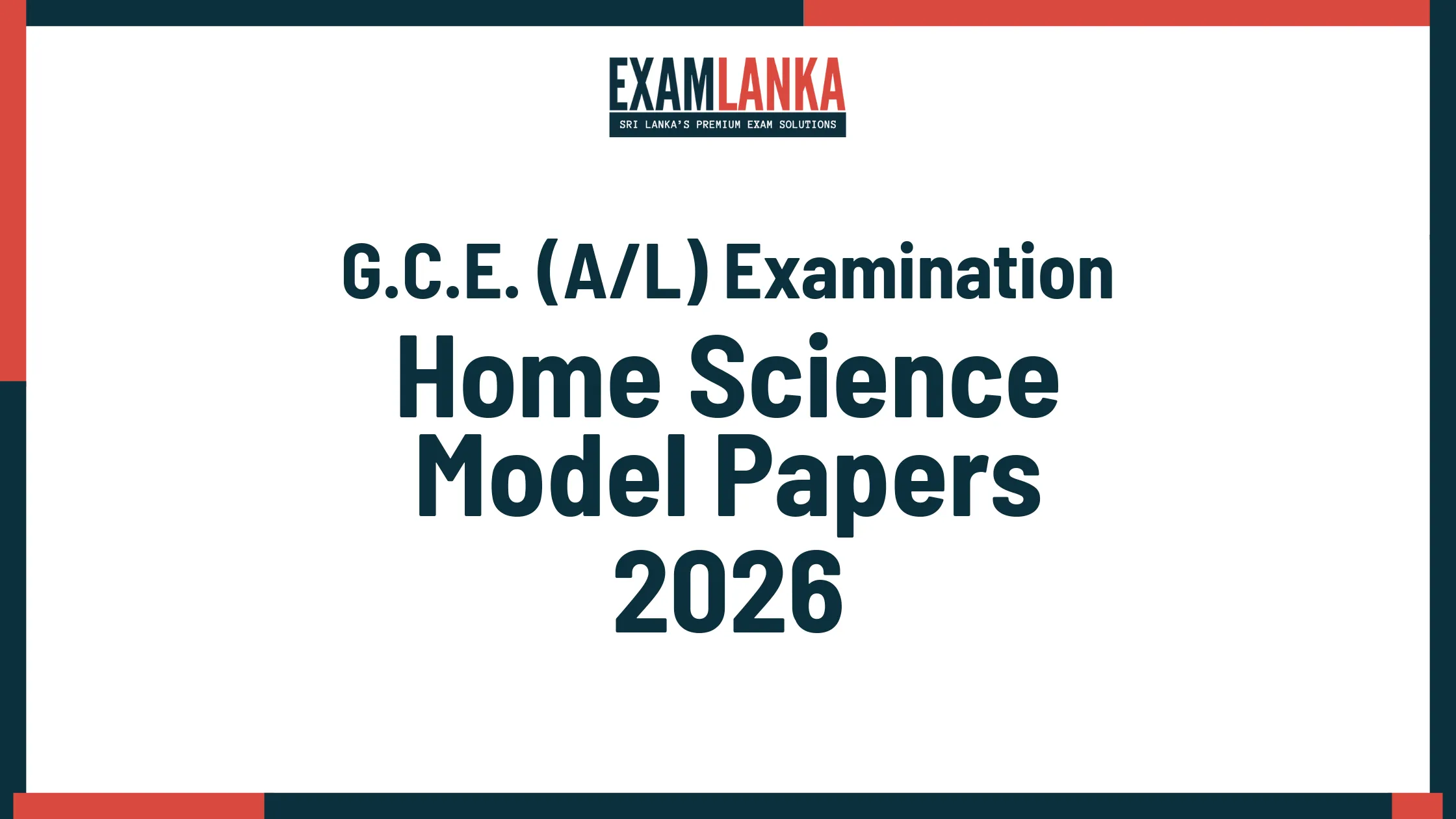 G.C.E. A/L 2026 Home Science Model Papers