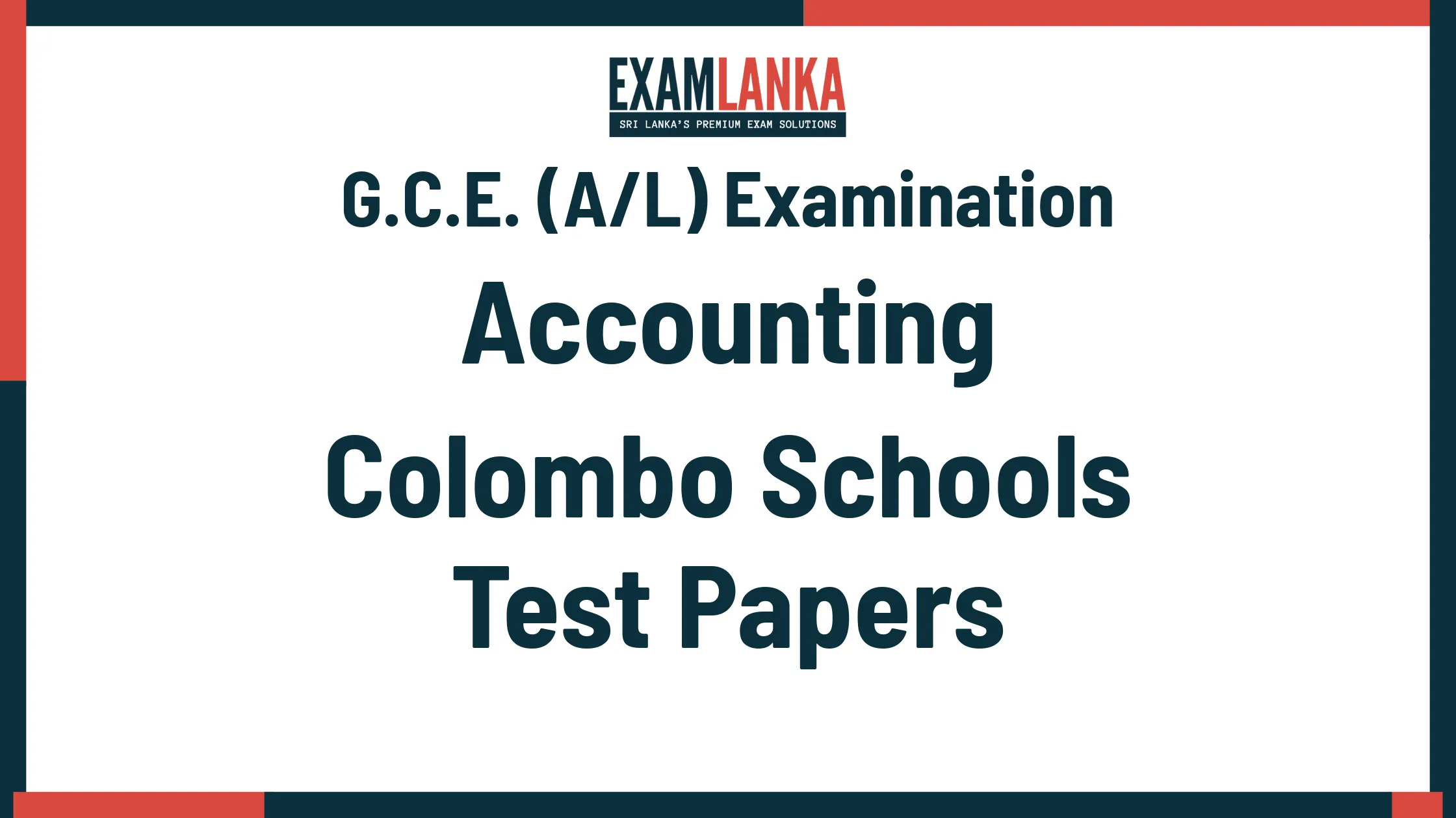 G.C.E. (A/L) Examination Accounting Colombo Schools Marking Scheme