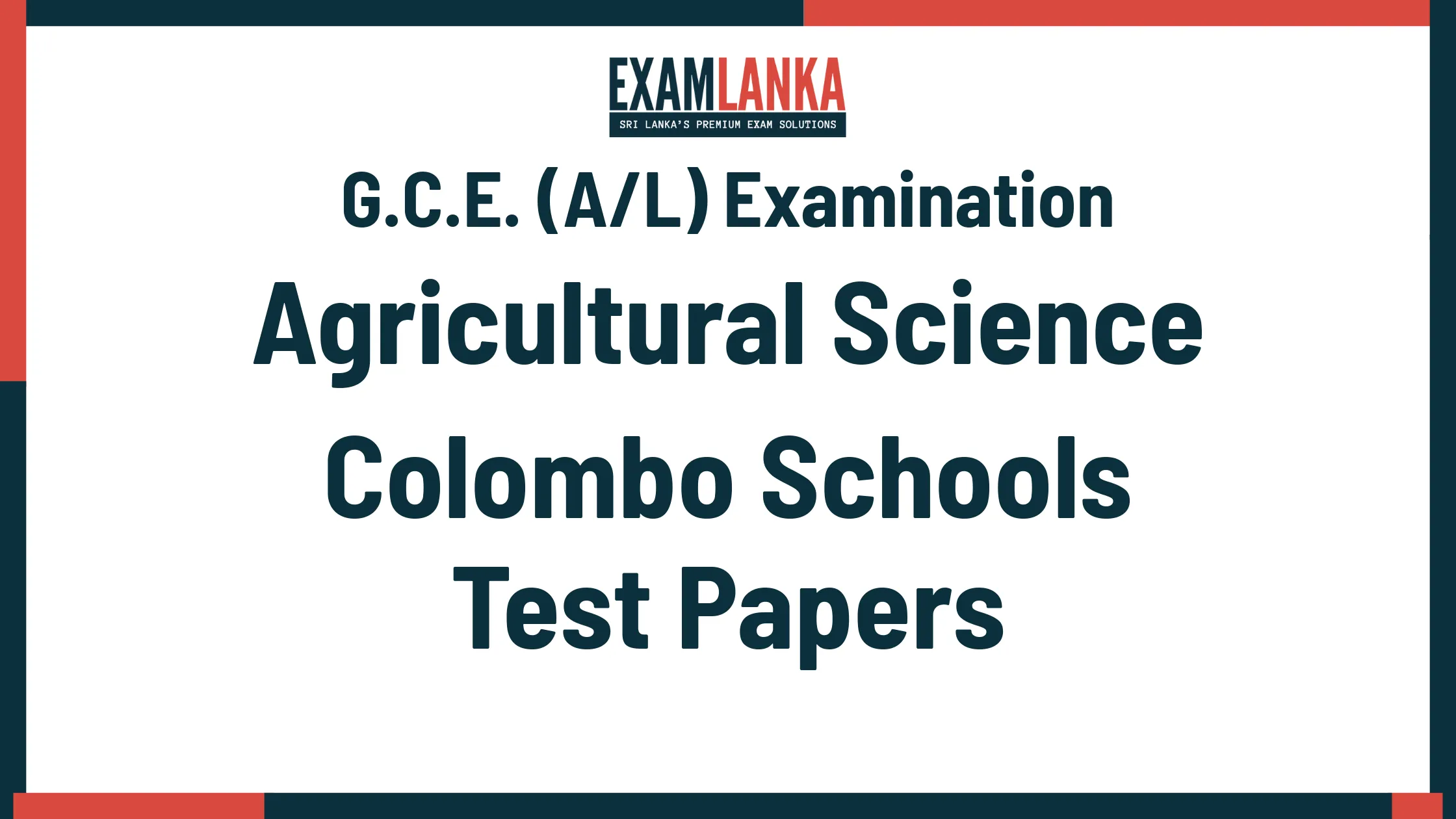 G.C.E. (A/L) Examination Agricultural Science Colombo Schools Marking Scheme