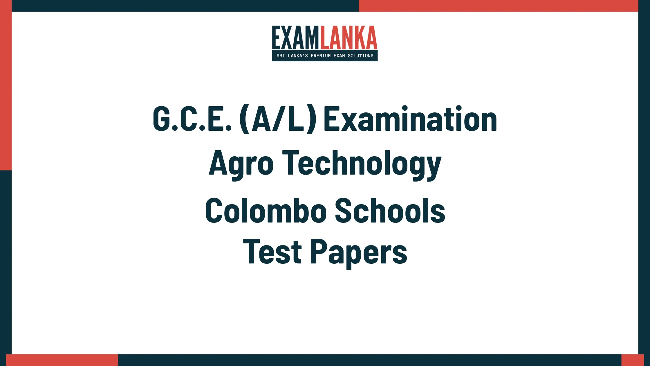 G.C.E. (A/L) Examination Agro Technology Colombo Schools Marking Scheme