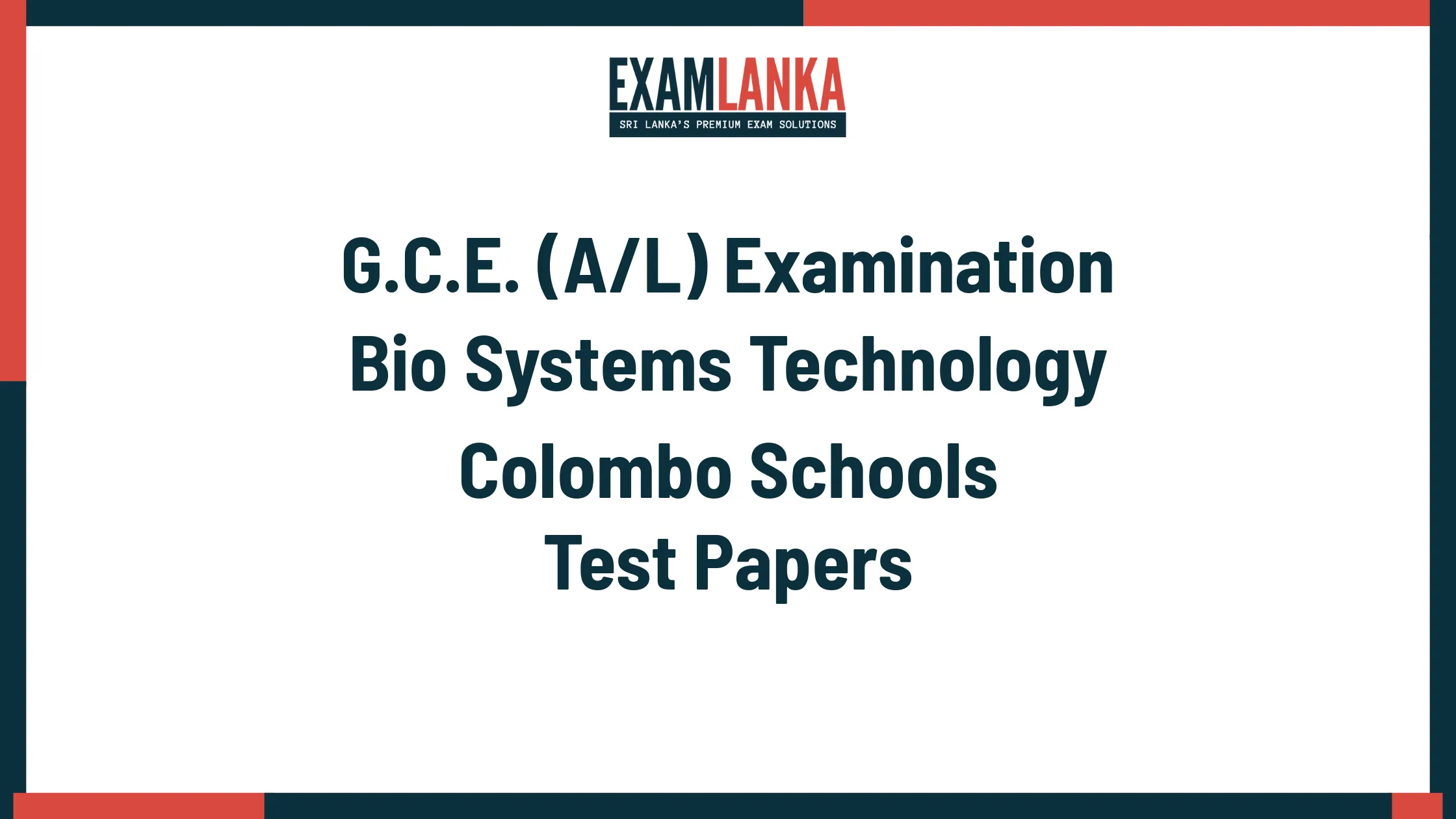 G.C.E. (A/L) Examination Bio Systems Technology Colombo Schools Marking Scheme
