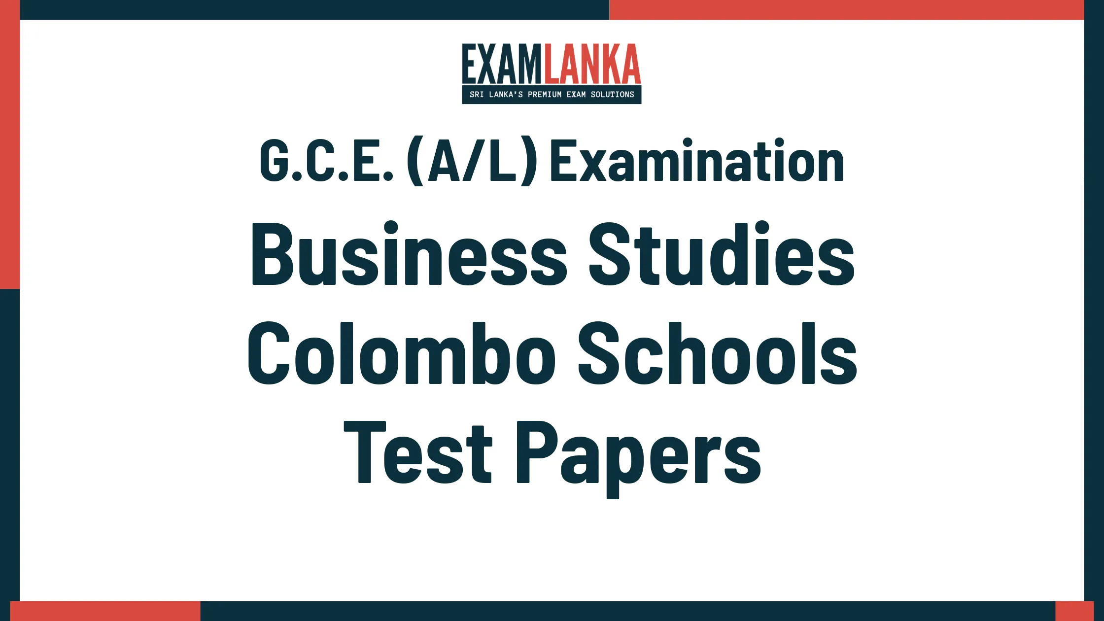 G.C.E. (A/L) Examination Business Studies Colombo Schools Marking Scheme