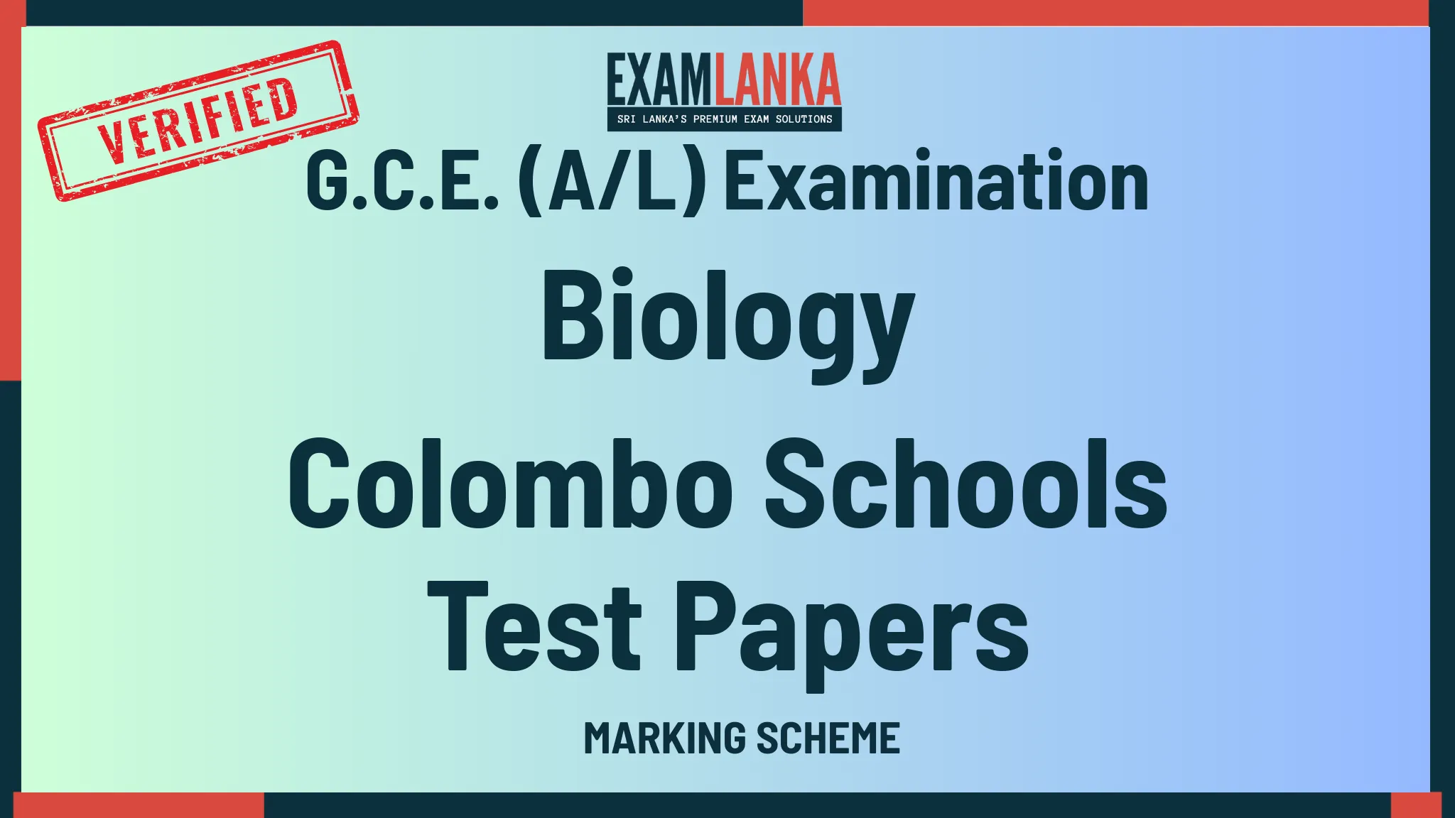 G.C.E. (A/L) Examination Chemistry Colombo Schools Paper Markings
