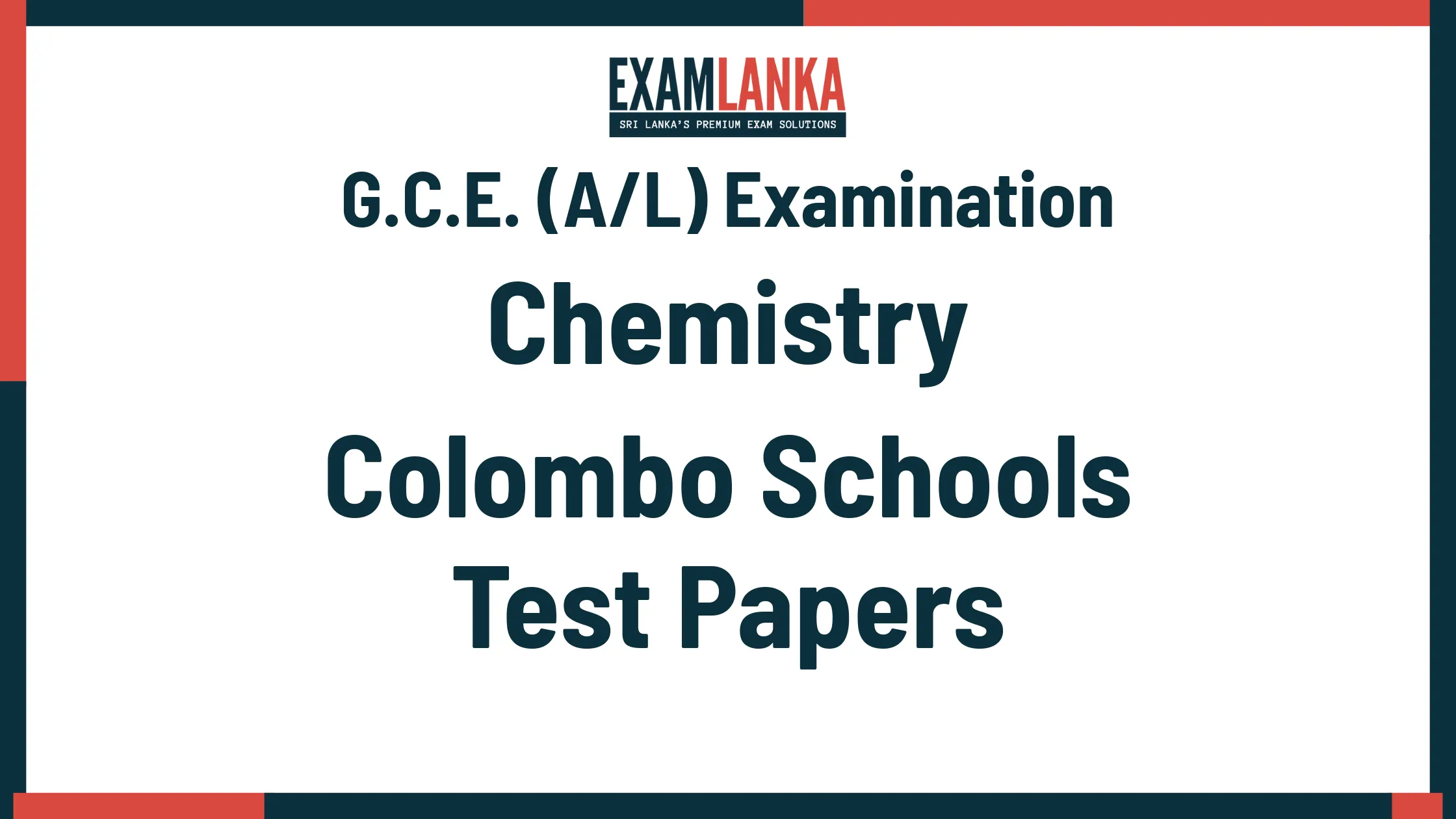 G.C.E. (A/L) Examination Chemistry Colombo Schools Marking Scheme