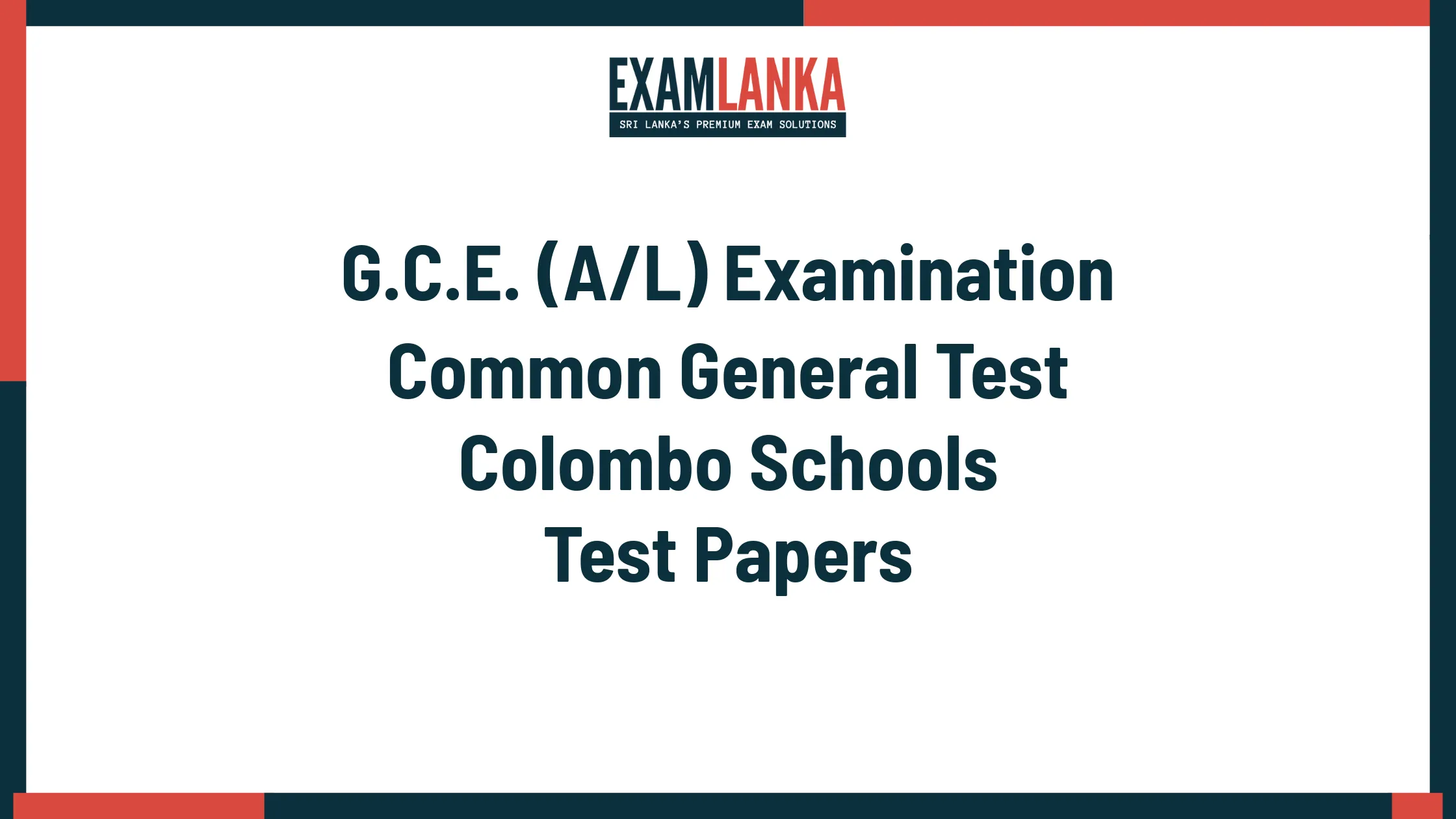 G.C.E. (A/L) Examination Common General Test Colombo Schools Marking Scheme