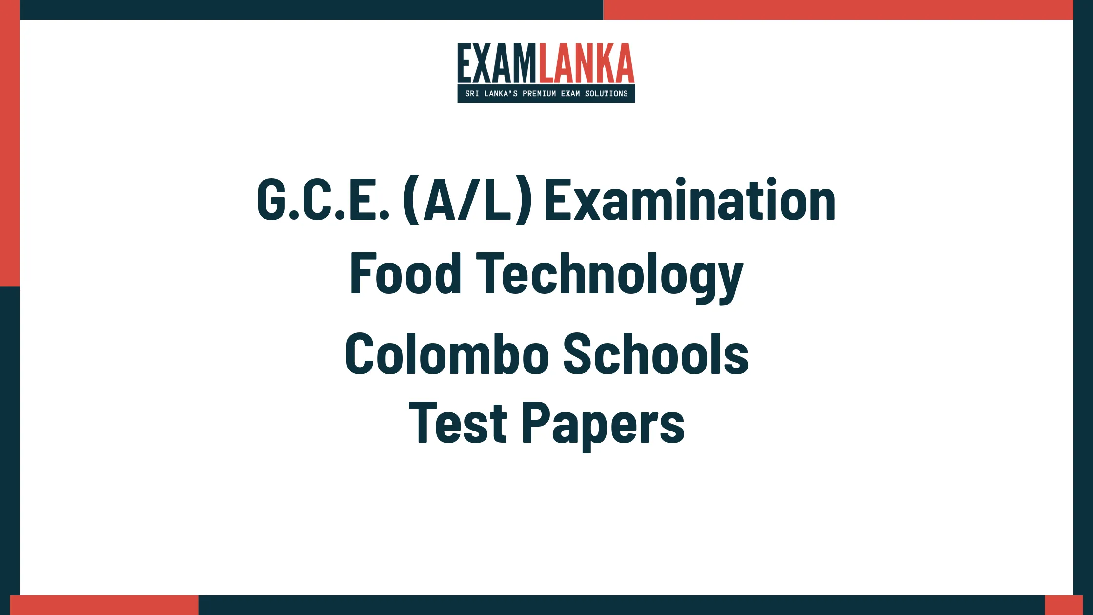 G.C.E. (A/L) Examination Food Technology Colombo Schools Marking Scheme