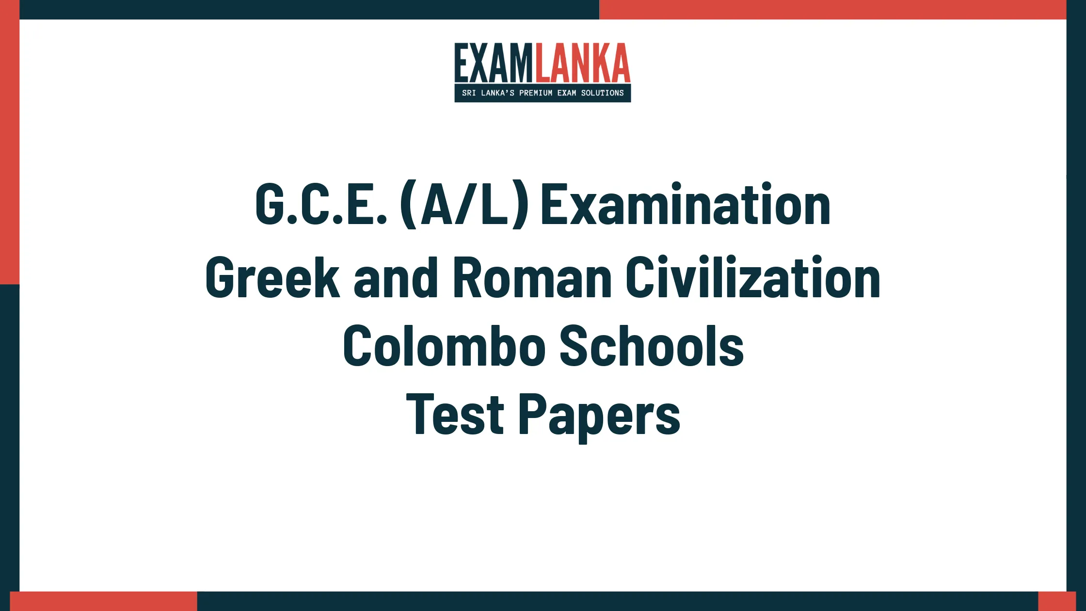 G.C.E. (A/L) Examination Greek and Roman Civilization Colombo Schools Marking Scheme