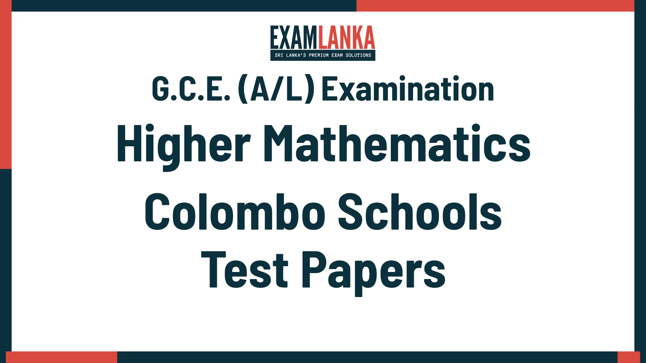 G.C.E. (A/L) Examination Higher Mathematics Colombo Schools Marking Scheme