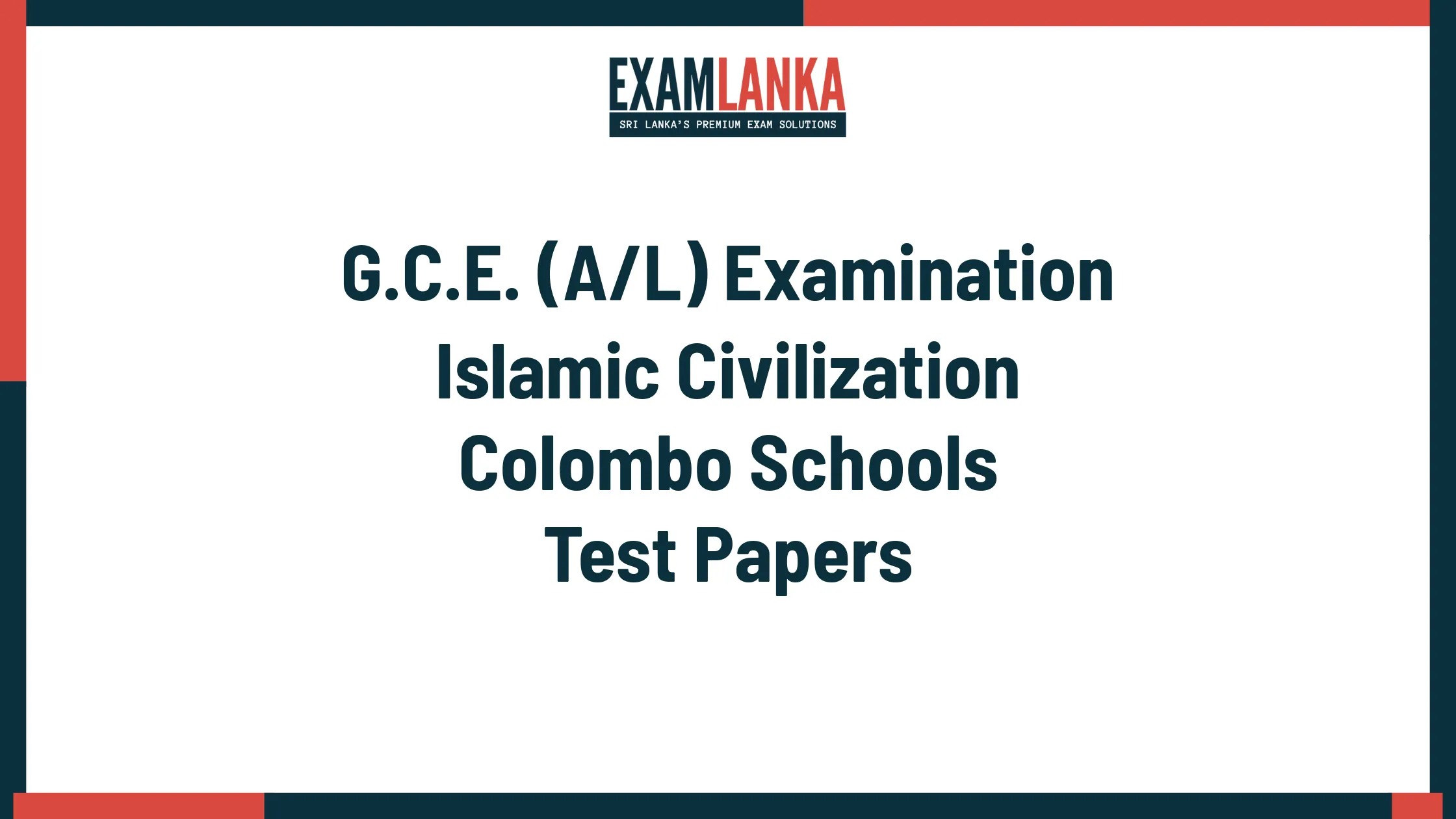 G.C.E. (A/L) Examination Islamic Civilization Colombo Schools Marking Scheme
