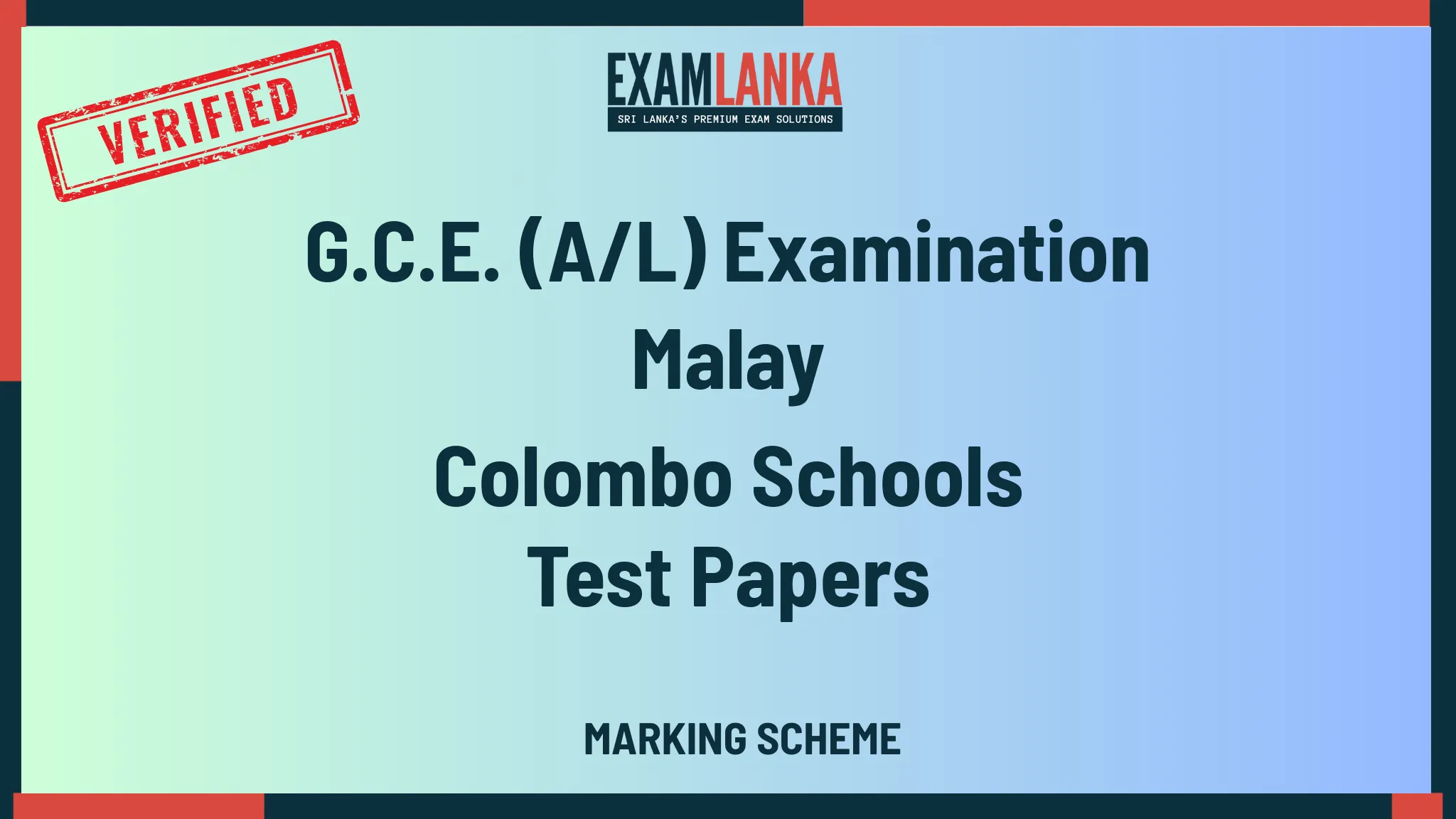G.C.E. (A/L) Examination Korean Colombo Schools Paper Markings