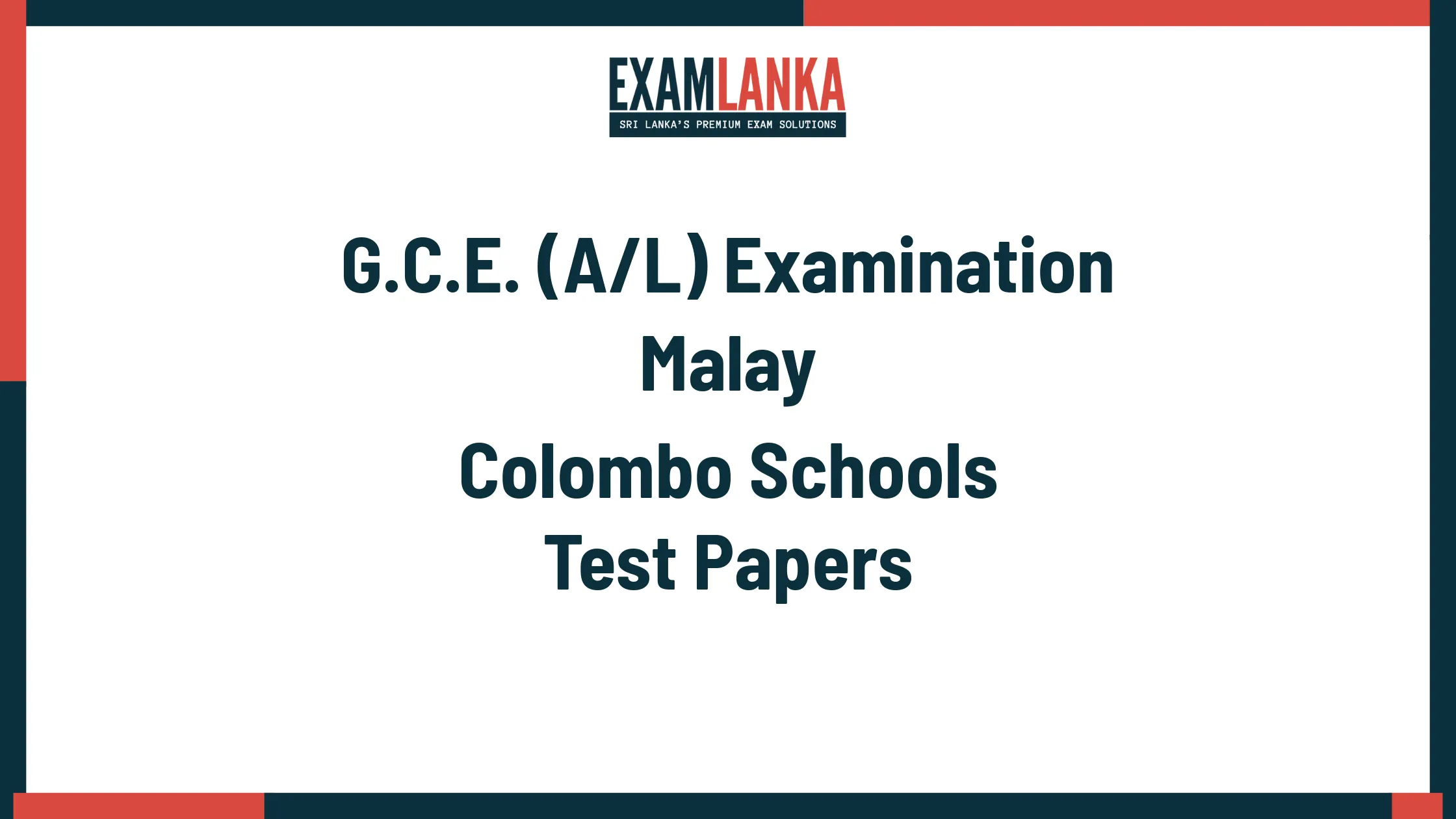 G.C.E. (A/L) Examination Malay Colombo Schools Marking Scheme