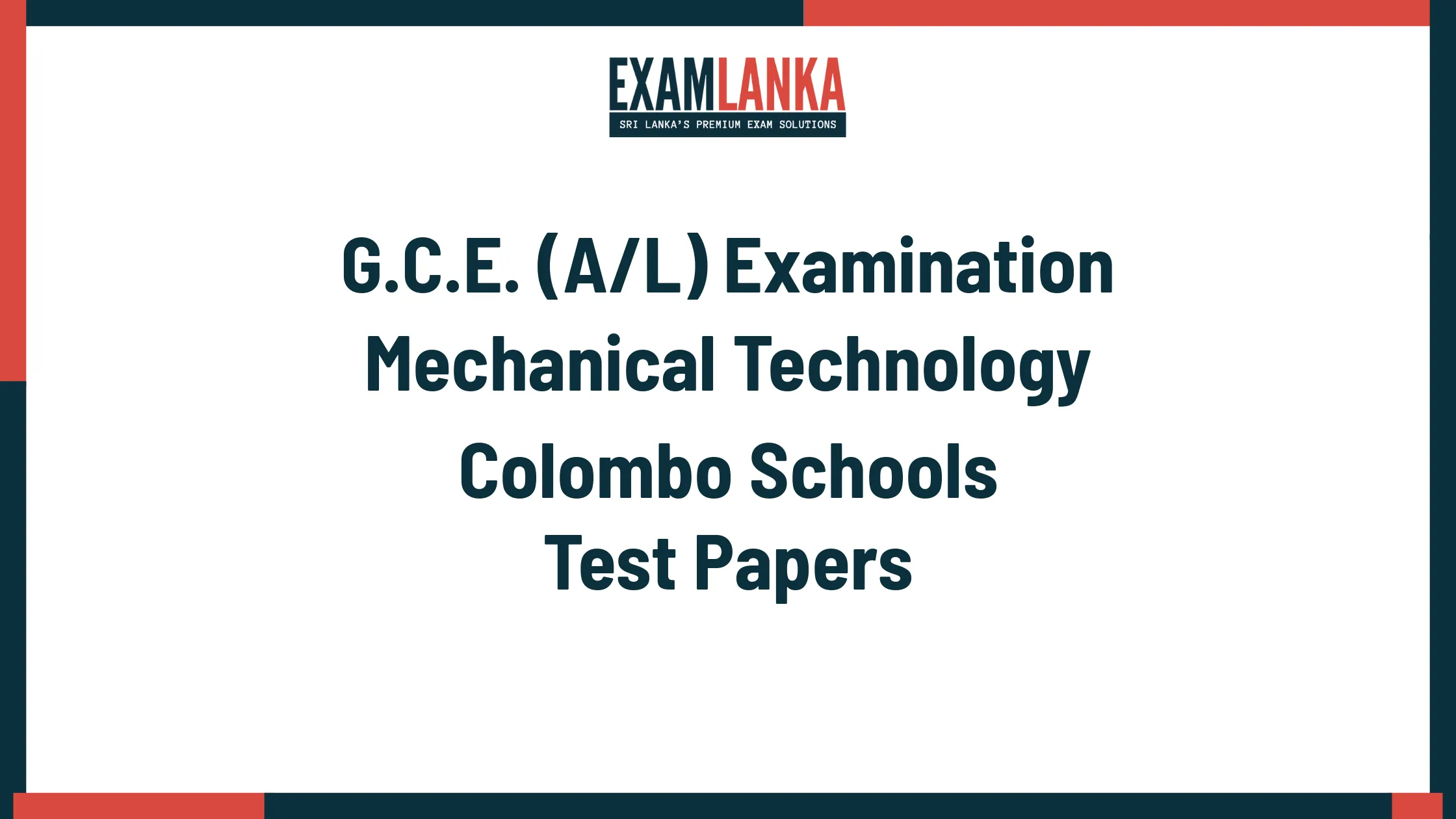 G.C.E. (A/L) Examination Mechanical Technology Colombo Schools Marking Scheme