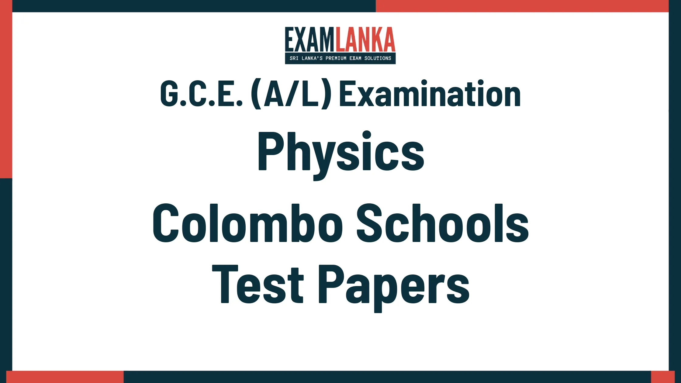 G.C.E. (A/L) Examination Physics Colombo Schools Marking Scheme