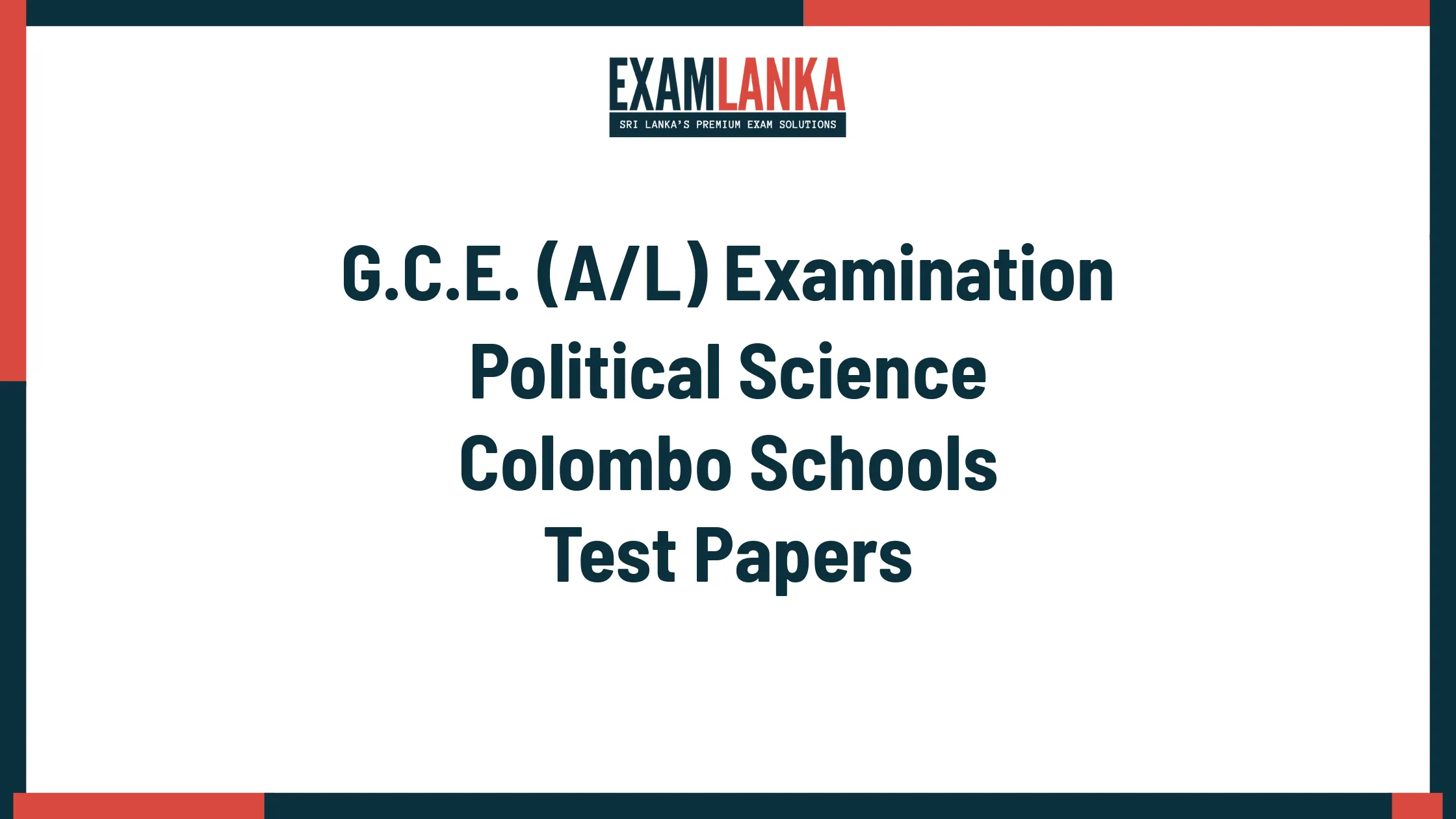 G.C.E. (A/L) Examination Political Science Colombo Schools Marking Scheme