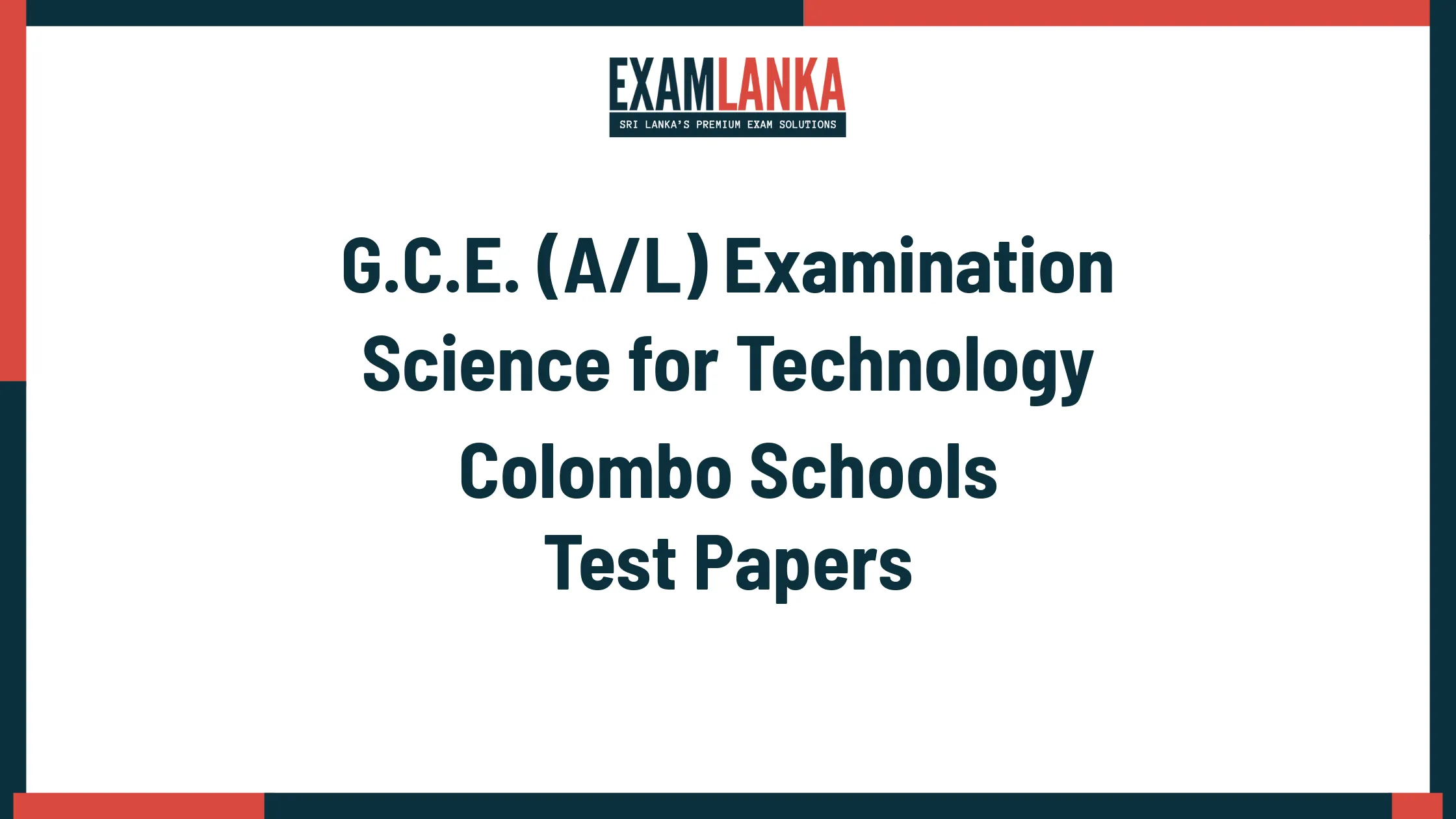 G.C.E. (A/L) Examination Science for Technology Colombo Schools Marking Scheme
