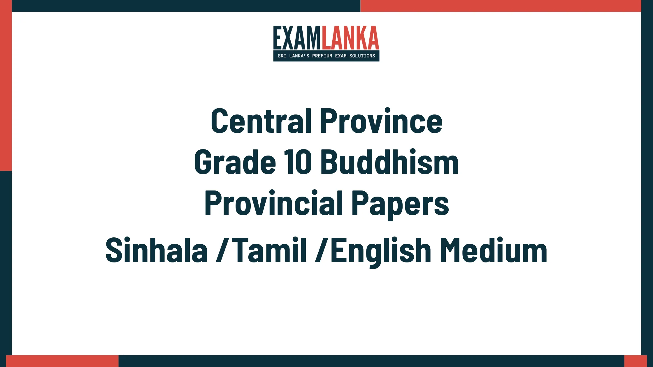 Central Province Grade 10 Buddhism