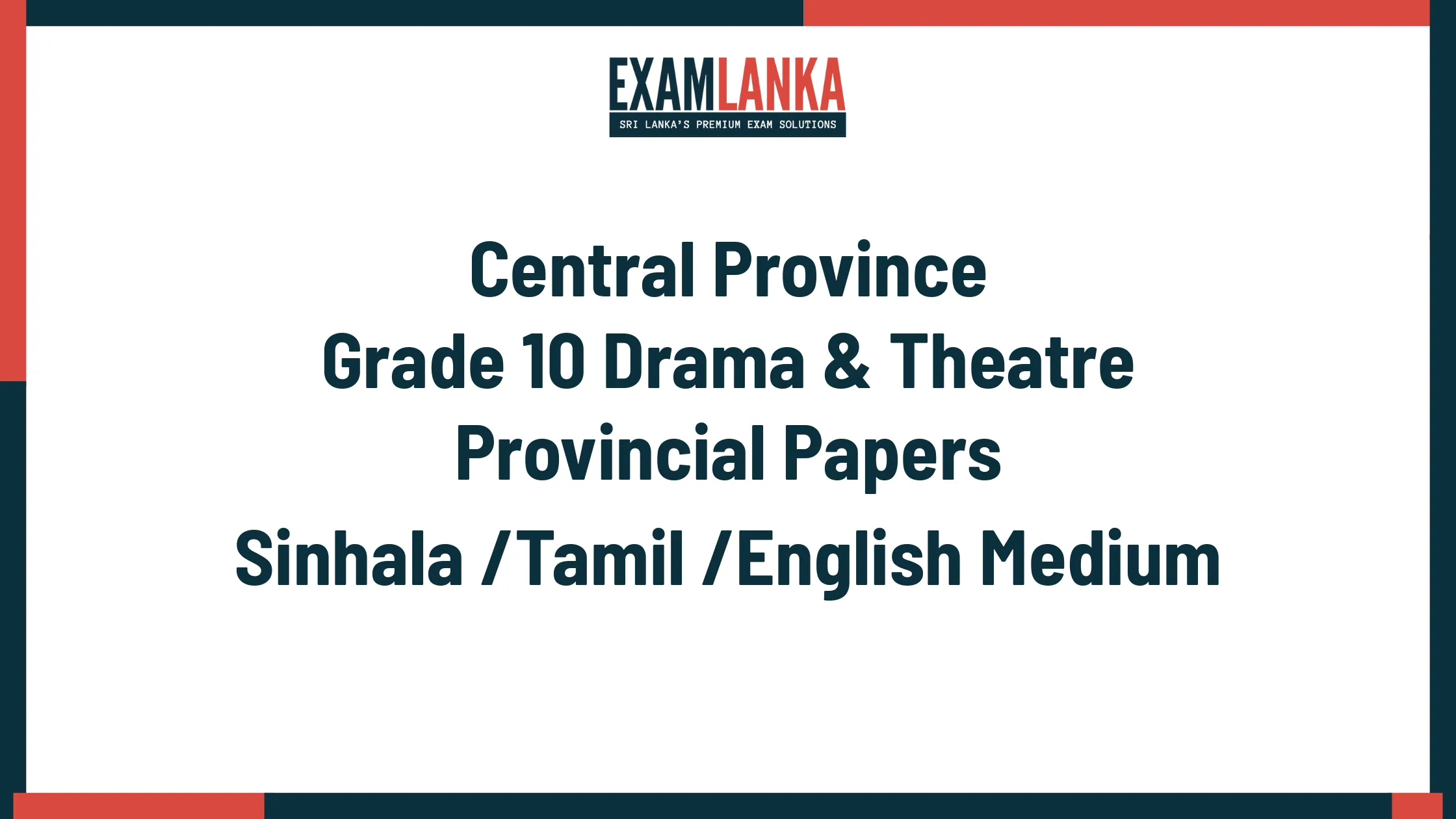 Central Province Grade 10 Drama & Theatre