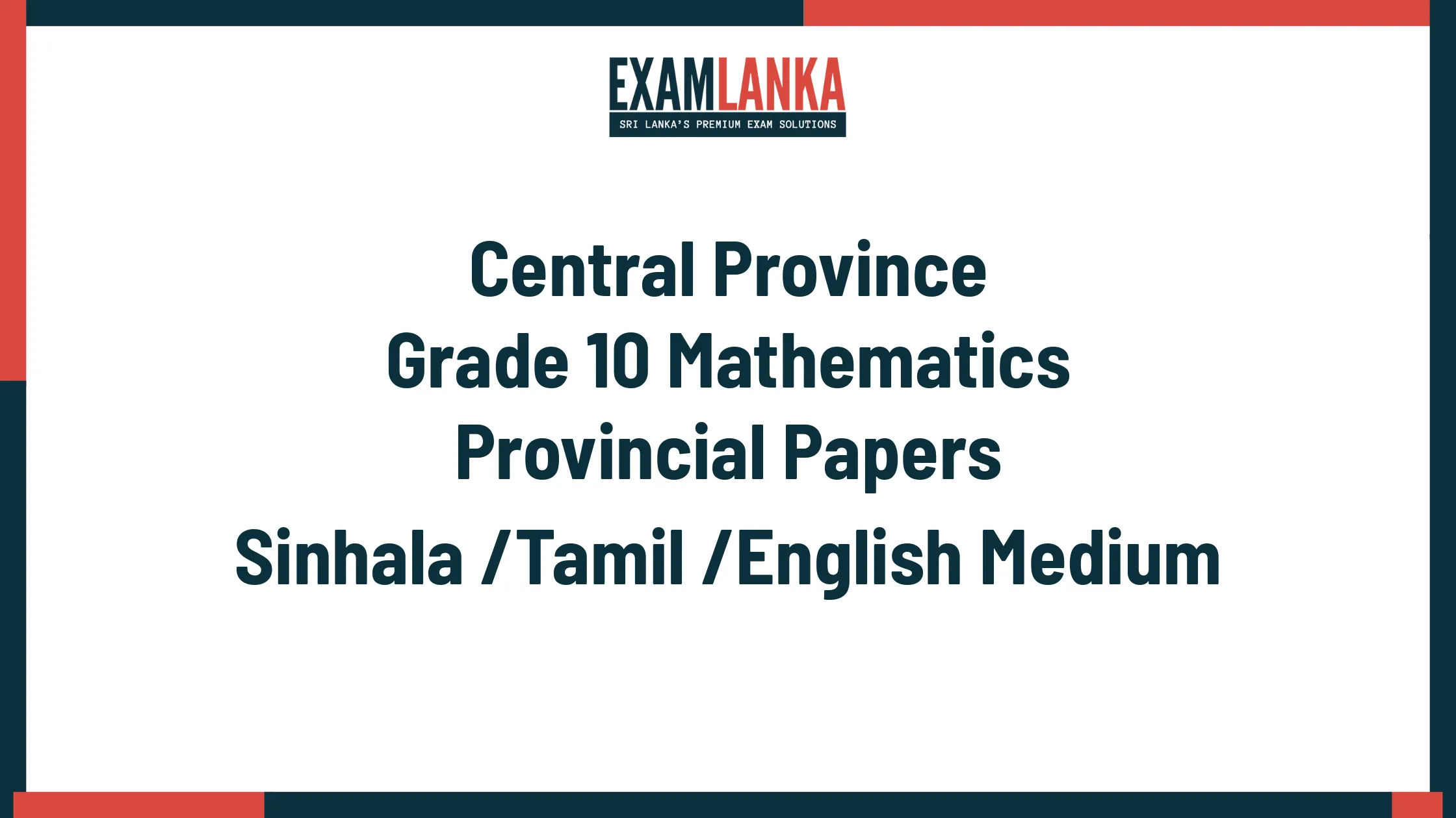 Central Province Grade 10 Mathematics