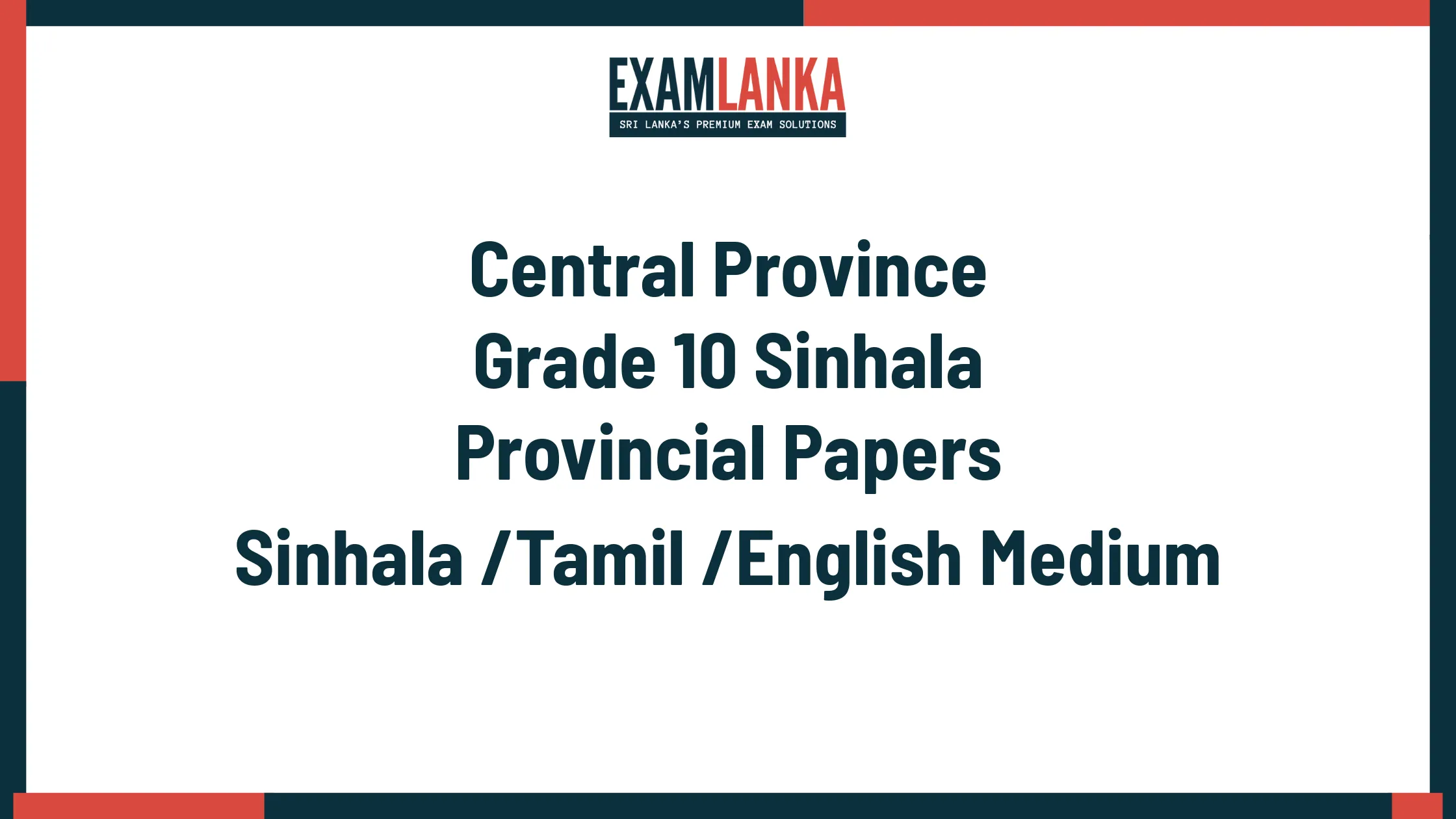 Central Province Grade 10 Sinhala
