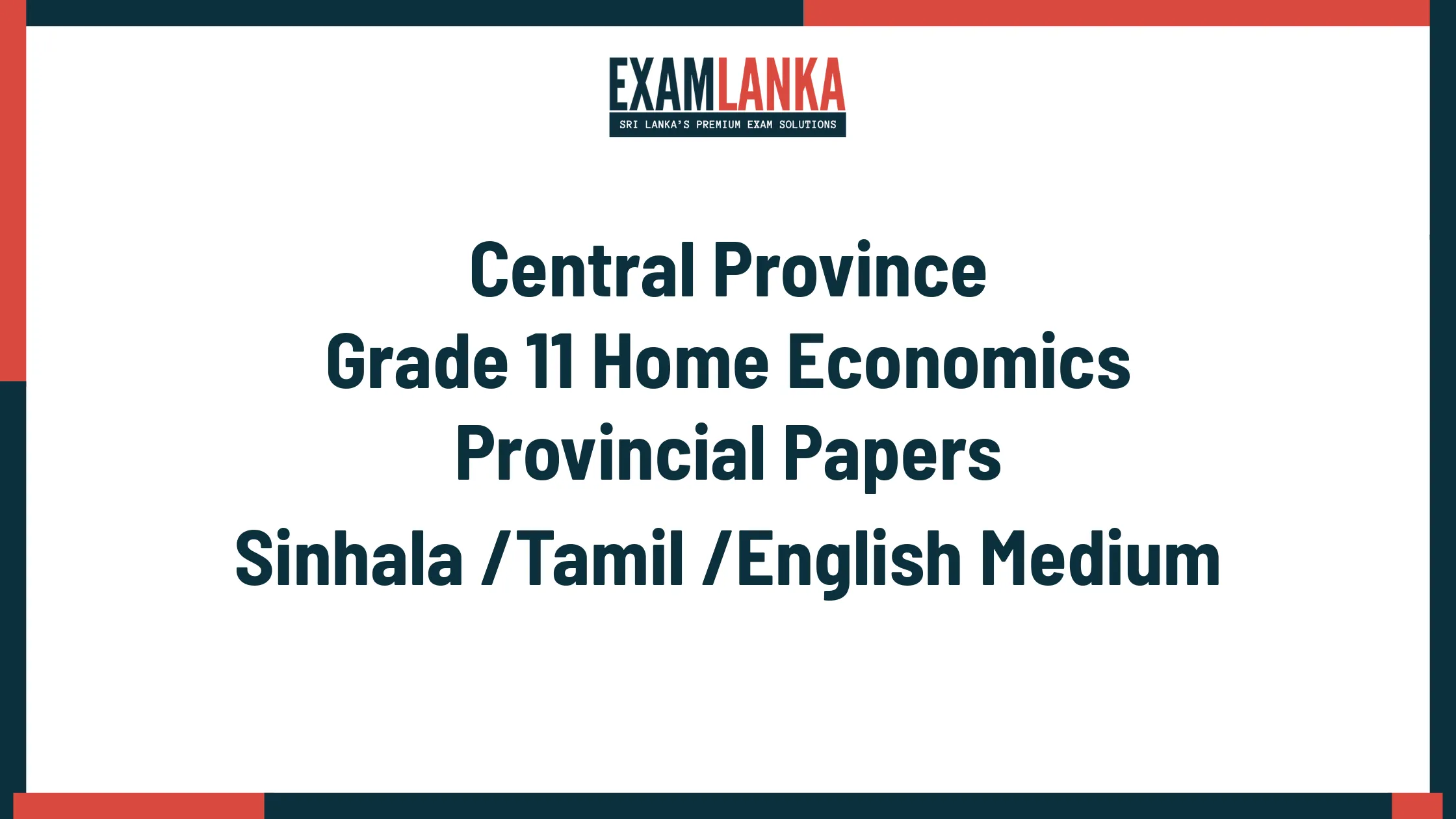 Central Province Grade 11 Home Economics