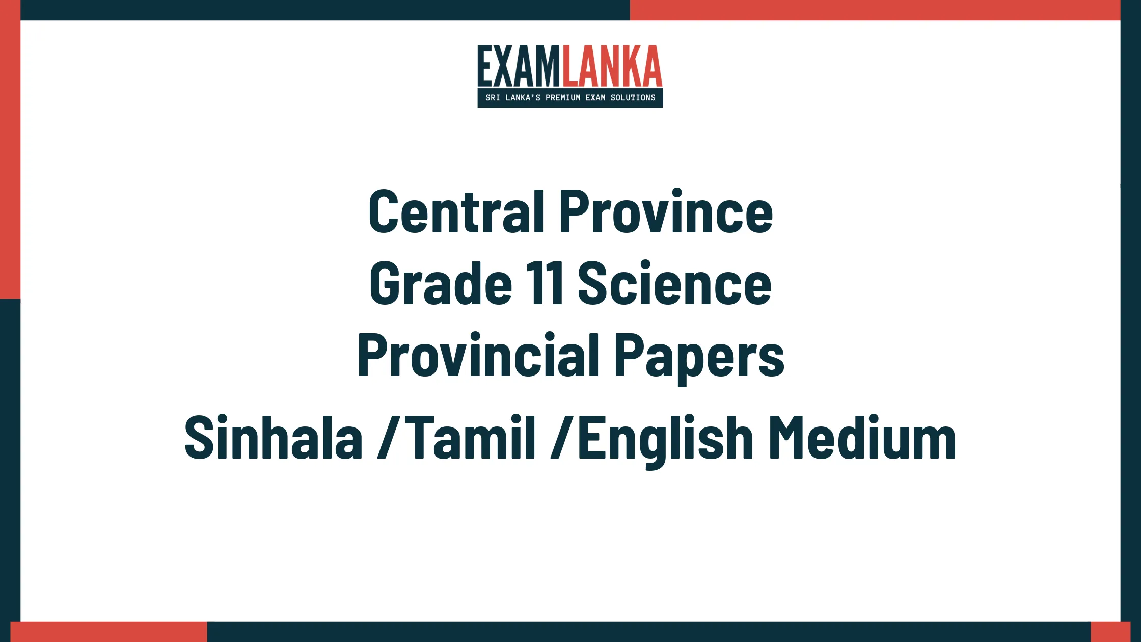 Central Province Grade 11 Science